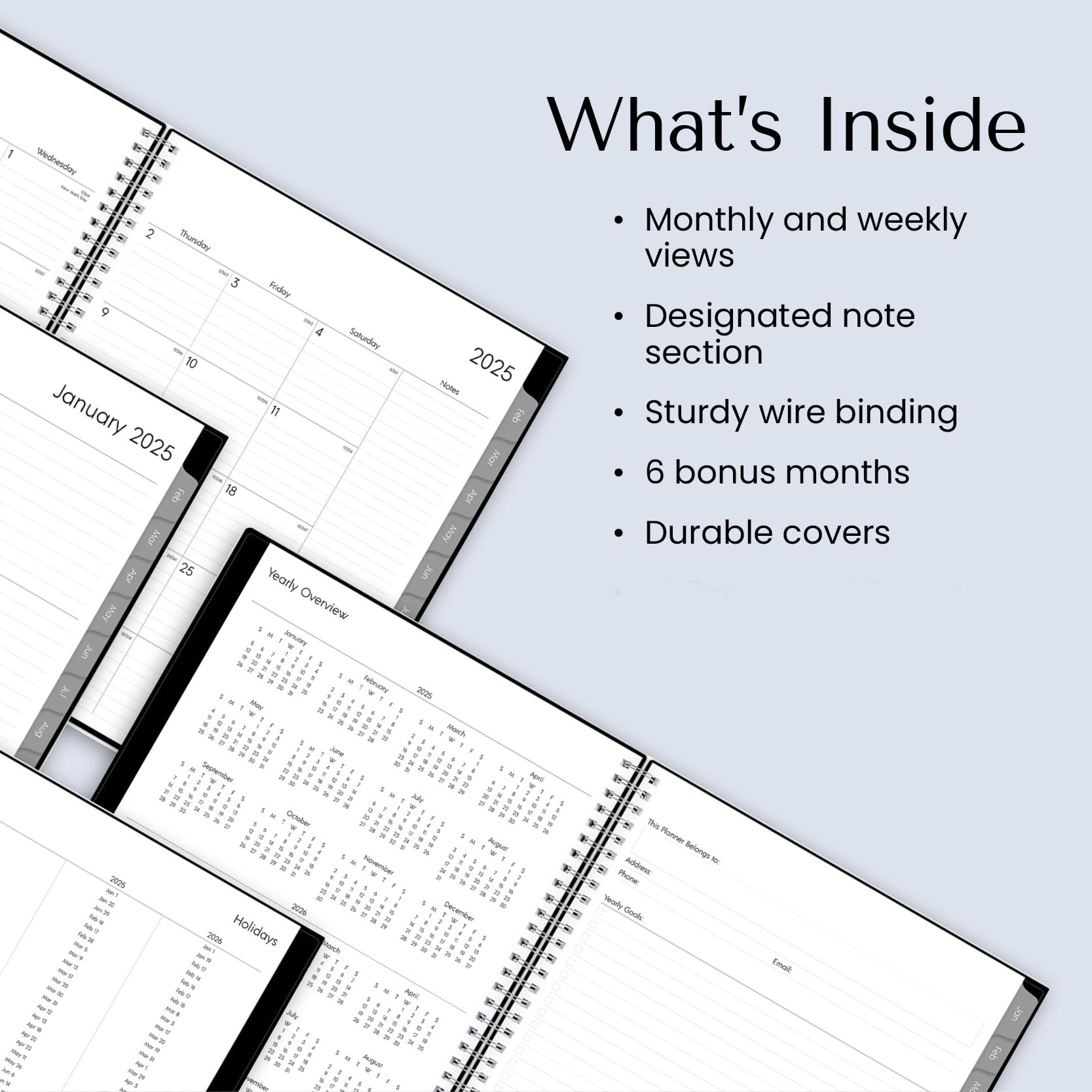 Blue Sky 2025 Weekly & Monthly Planner Calendar - 8.5