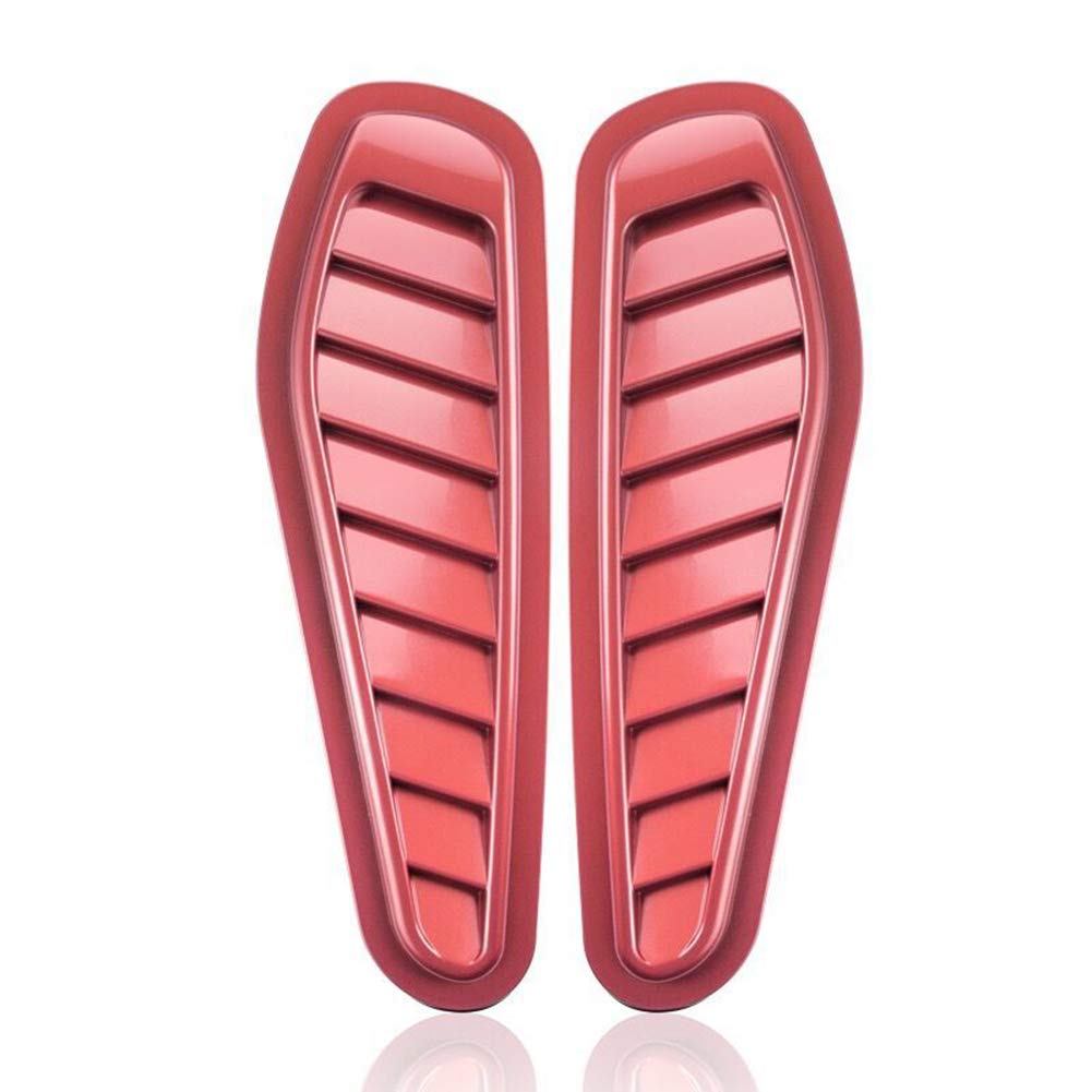 2PCS Universal Car Turbo Bonnet Vent Scoop Cover - High Airflow Intake Hood Decoration for All Cars & SUVs (Red) | Enhances Engine Cooling & Adds Sporty Style to Your Vehicle