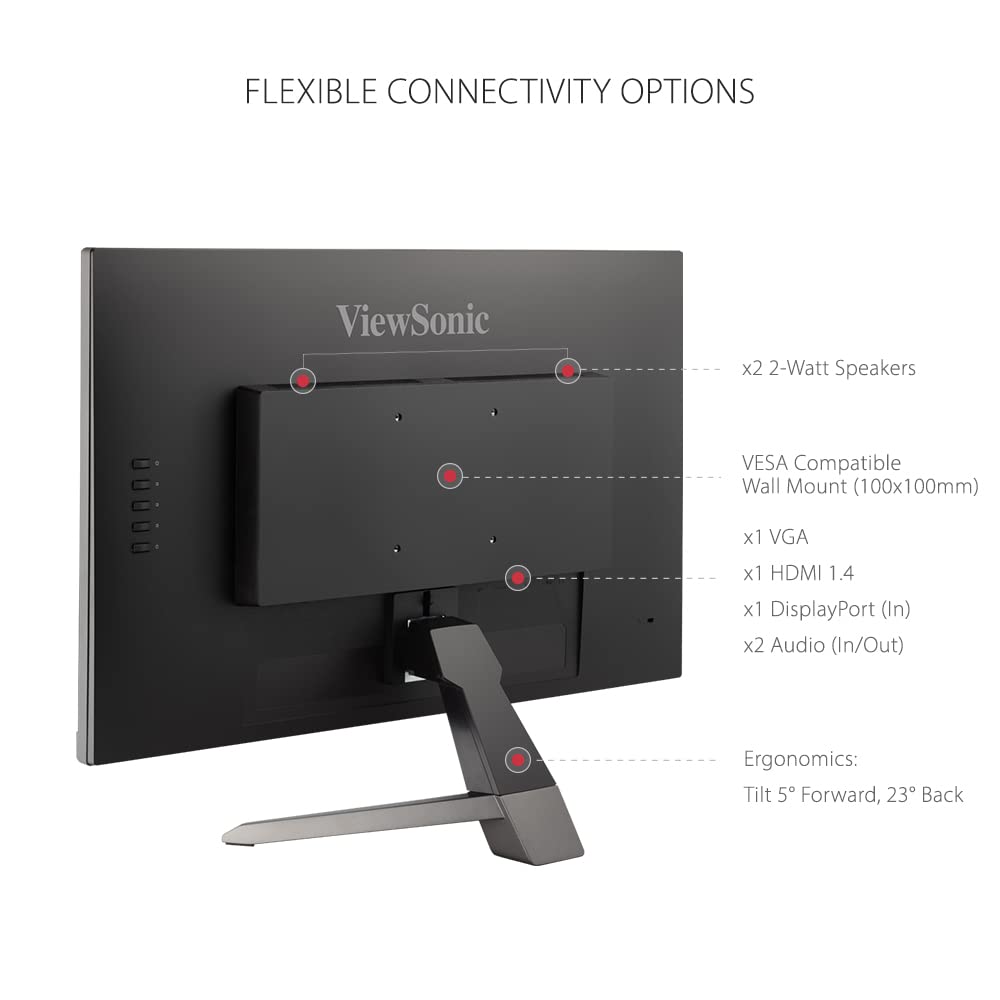 ViewSonic VX2767-MHD 27 Inch Full HD 1080p Gaming Monitor - 100Hz Refresh Rate, 1ms Response Time, AMD FreeSync, Ultra-Thin Bezel Design, Eye Care Technology, HDMI/VGA/DP Ports - Perfect for Esports, PC Gaming & Home Office Setup