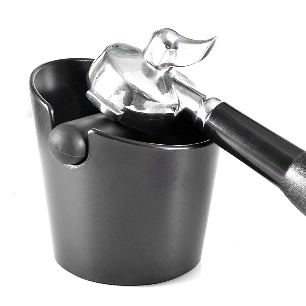 CAFEMASY Espresso Coffee Knock Box - Compact Barista ABS Coffee Grounds Bin with Detachable Knock Bar for Easy Waste Disposal - Perfect for Home & Professional Espresso Machines (Black)