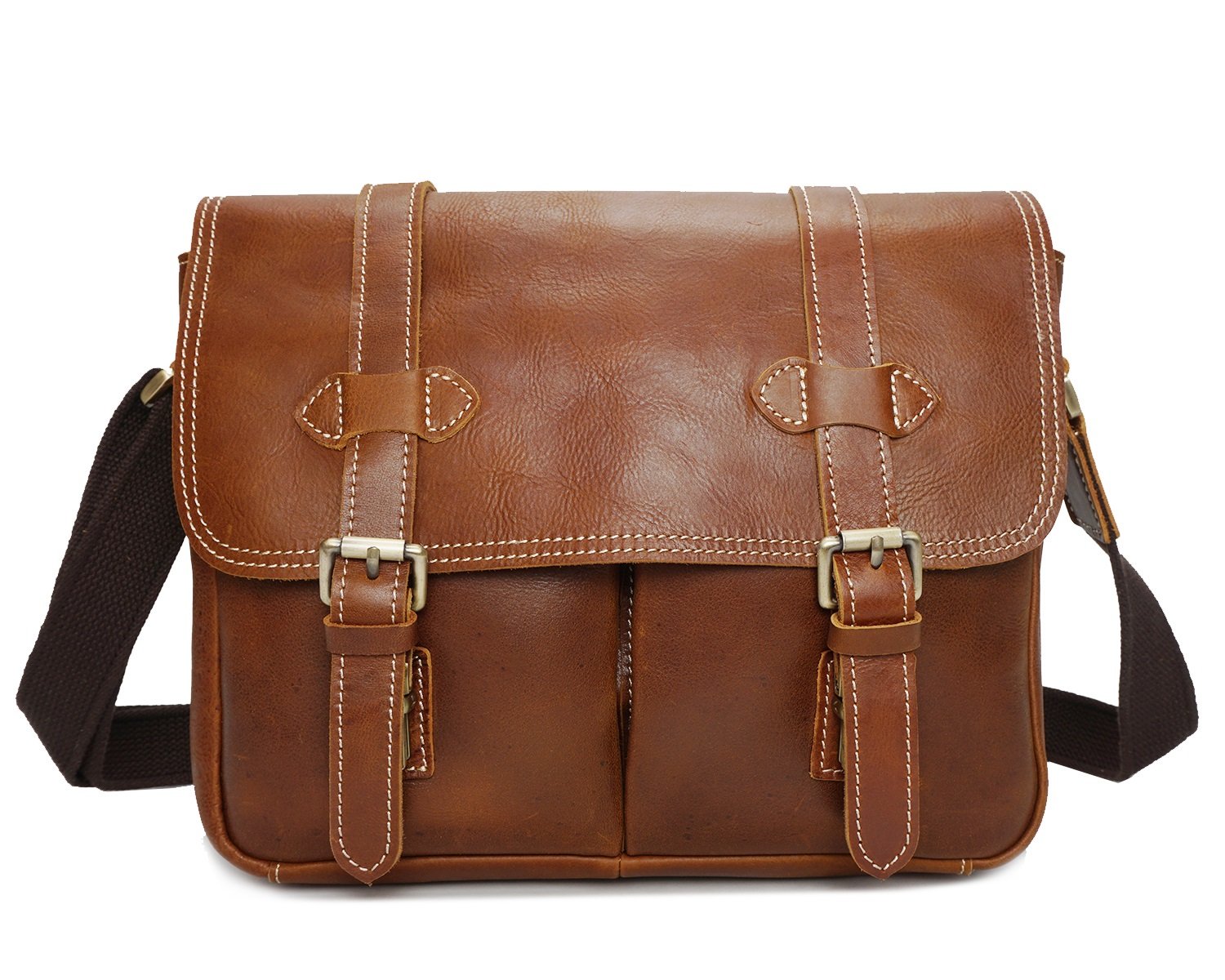 Vintage Leather Messenger Bag for Men - Genuine Oily Leather Camera Shoulder Bag with Wallet, Multifunctional Crossbody Bag for Travel, Work & Everyday Use