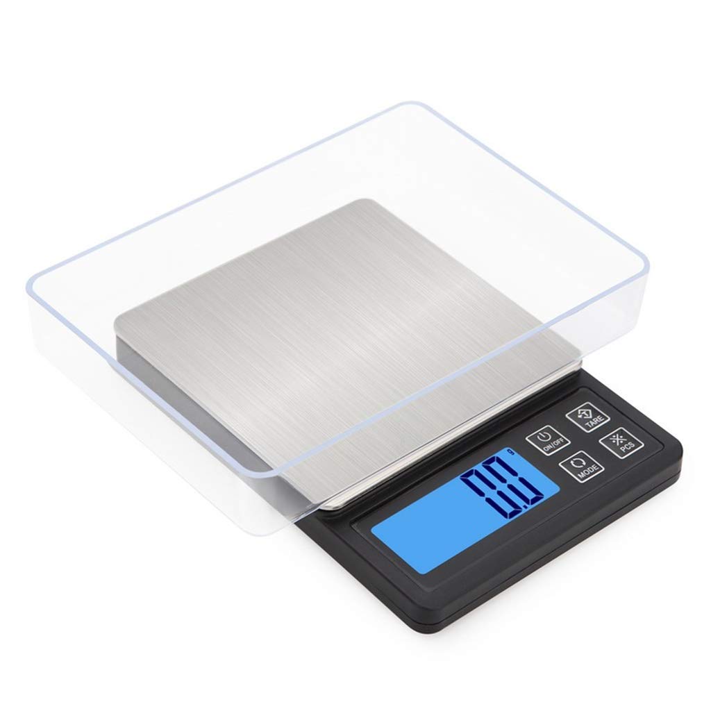 0.01g/3kg Digital Kitchen Scale - High Precision Electronic Food Scale with LCD Display for Cooking, Baking, Coffee & Jewelry | Portable Multifunctional Gram Scale for Home & Commercial Use (Black, 2kg/0.1g) - Perfect for Meal Prep, Weight Loss Tracking & Small Business Packaging