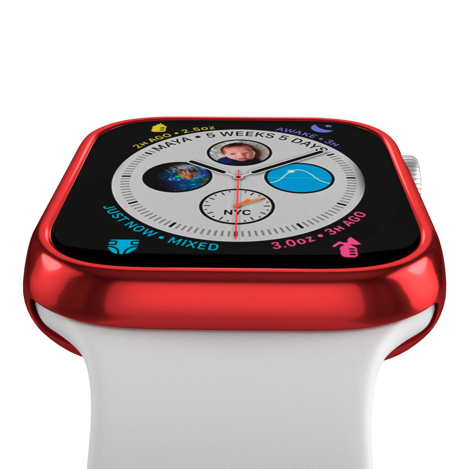 D & K Exclusives Thin & Light Shock-Absorbent Bumper Case for Apple Watch Series 6/SE/5/4 (44mm) - Red | Protective Cover for Gym, Running & Outdoor Activities