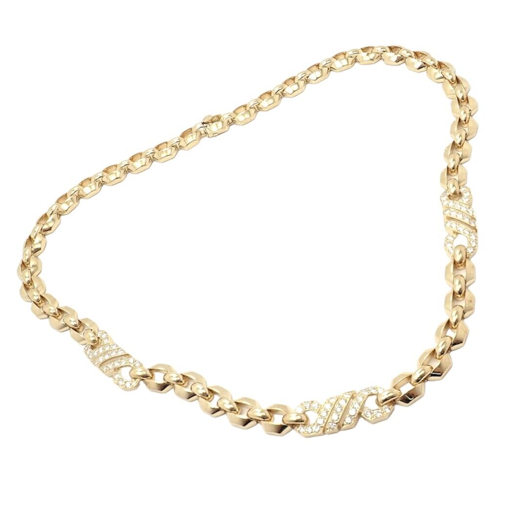 Authentic Cartier Vintage Fox Trot 18k Yellow Gold Diamond Necklace from 1980s - Luxury Jewelry Gift for Women, Perfect for Weddings & Special Occasions