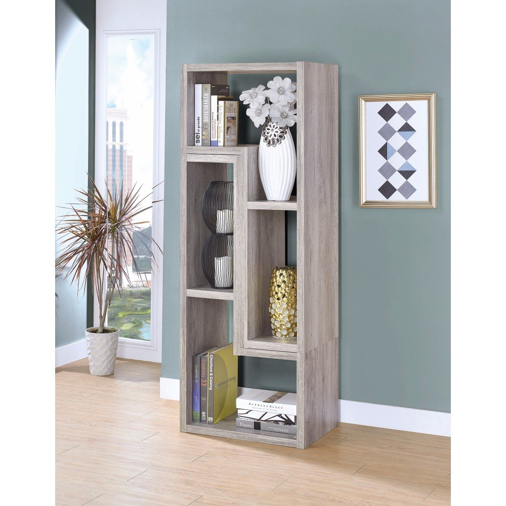 Benjara Modern Gray Wooden Bookcase - Stylish Bookshelf for Living Room, Office & Home Decor