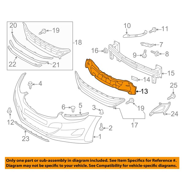 CAPA Compatible Front Bumper Impact Absorber Foam for 2011-2013 Hyundai Elantra Sedan (USA Built) - Perfect Fit Replacement Part for Crash Protection & Safety Enhancement