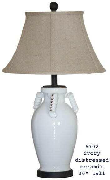 Vintage Distressed Ceramic Table Lamp - H&H 6702 Ivory White for Bedroom, Living Room & Office Decor | Classic Farmhouse Style Lighting Fixture