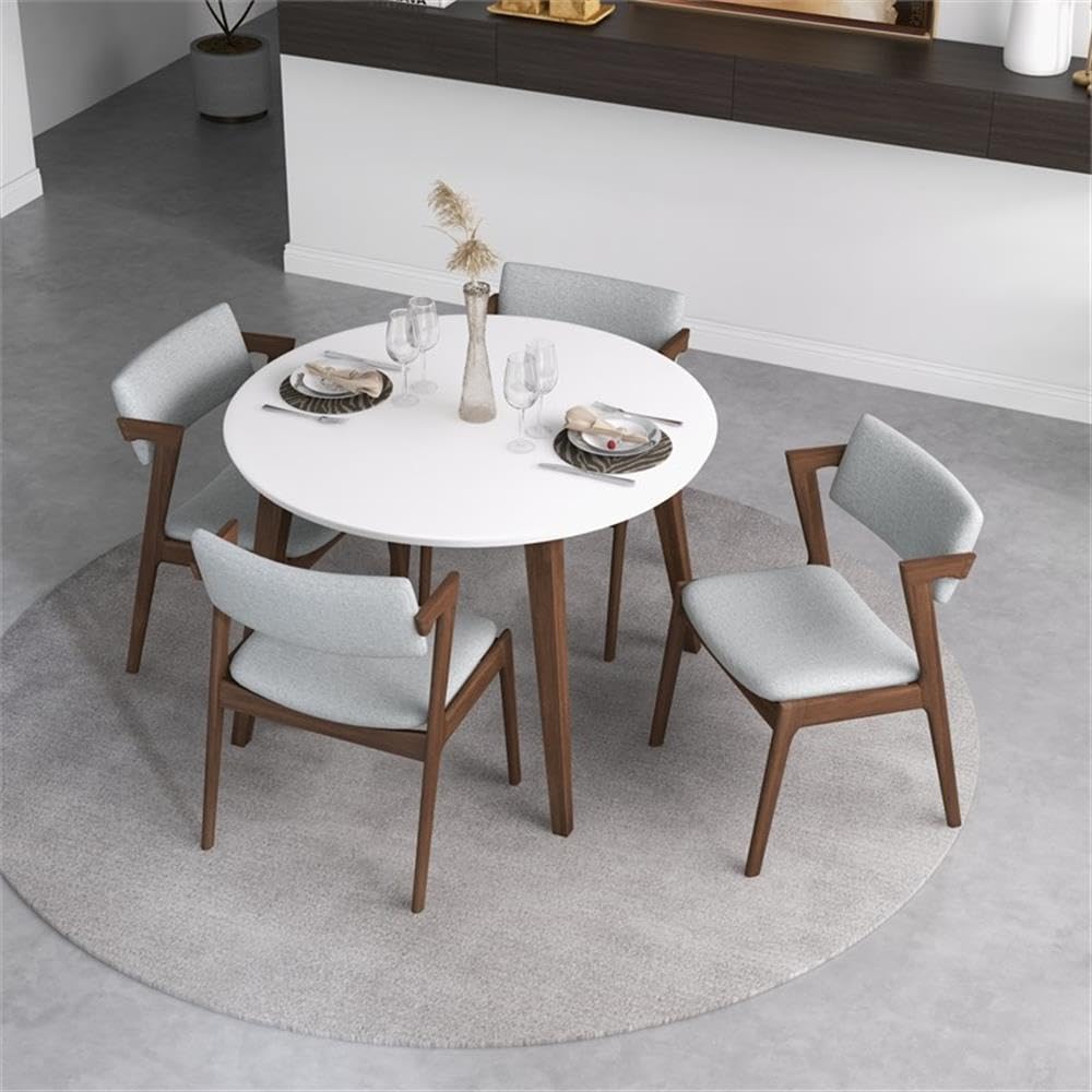 ASHCROFT Crawford Modern Style Solid Wood Walnut/White Top Rectangular 43-Inch Dining Table - Perfect for Contemporary Dining Rooms & Open-Concept Kitchens