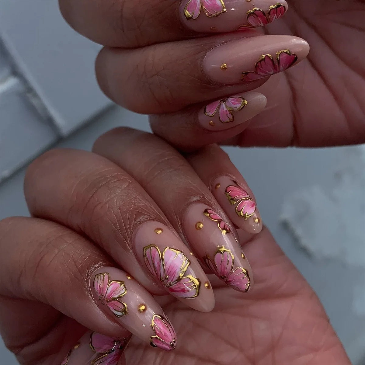 24Pcs Short Almond Press on Nails - Full Cover False Nails with Garden Flower Design, Colorful Wearable Manicure for Women & Girls | Perfect for Parties, Weddings, Daily Wear & Nail Art Enthusiasts