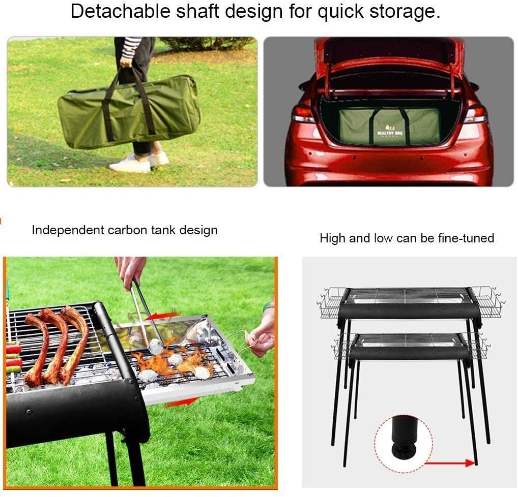Portable Stainless Steel Charcoal Grill for Outdoor BBQ, Camping & Garden - Folding Design for 5-8 People | Perfect for Backyard Parties, Picnics & Tailgating