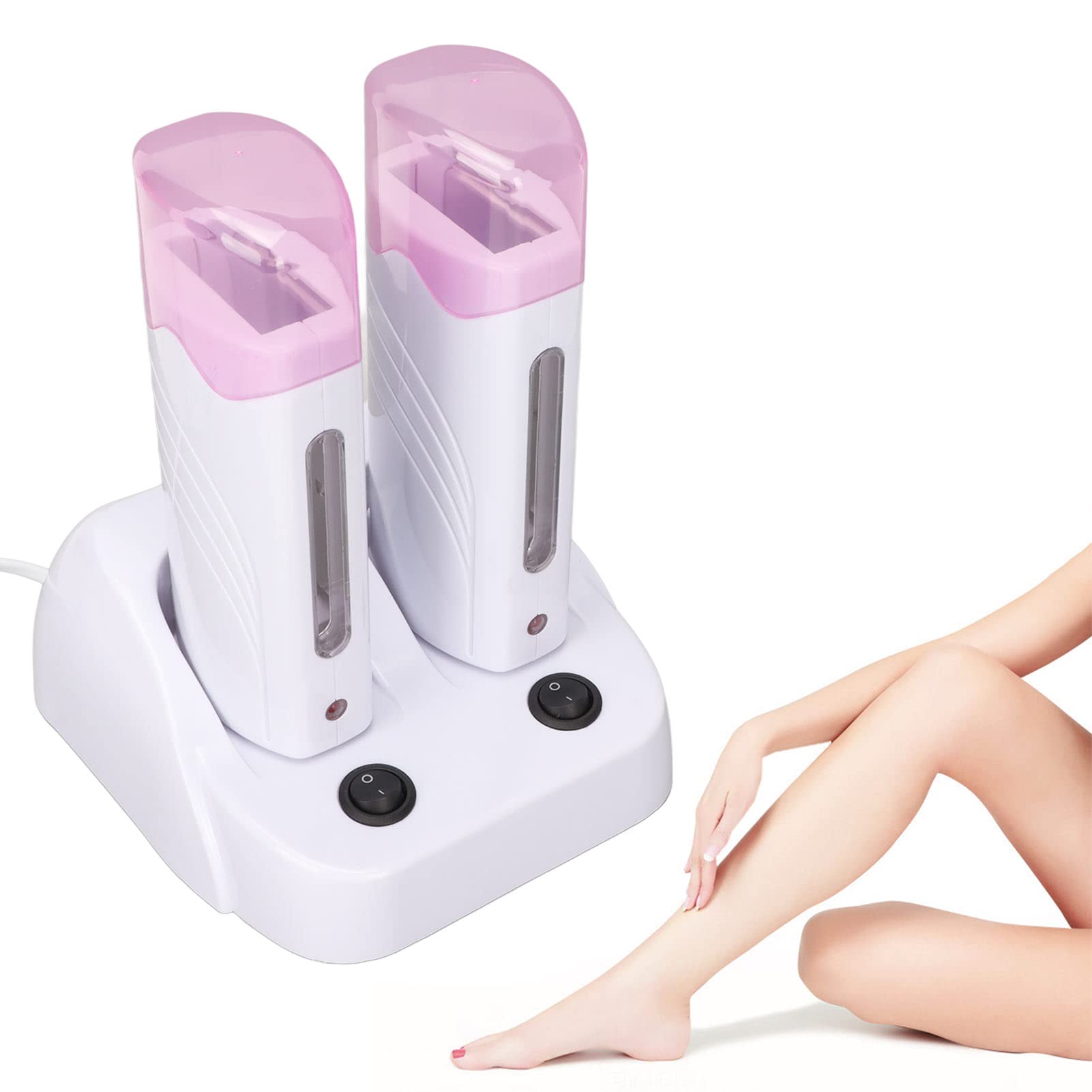 Professional Double Depilatory Wax Warmer Machine - Portable Hair Removal Heater for Legs, Armpits & Bikini Line with Adjustable Temperature & Non-Slip Base - Perfect for Home Salon & DIY Waxing