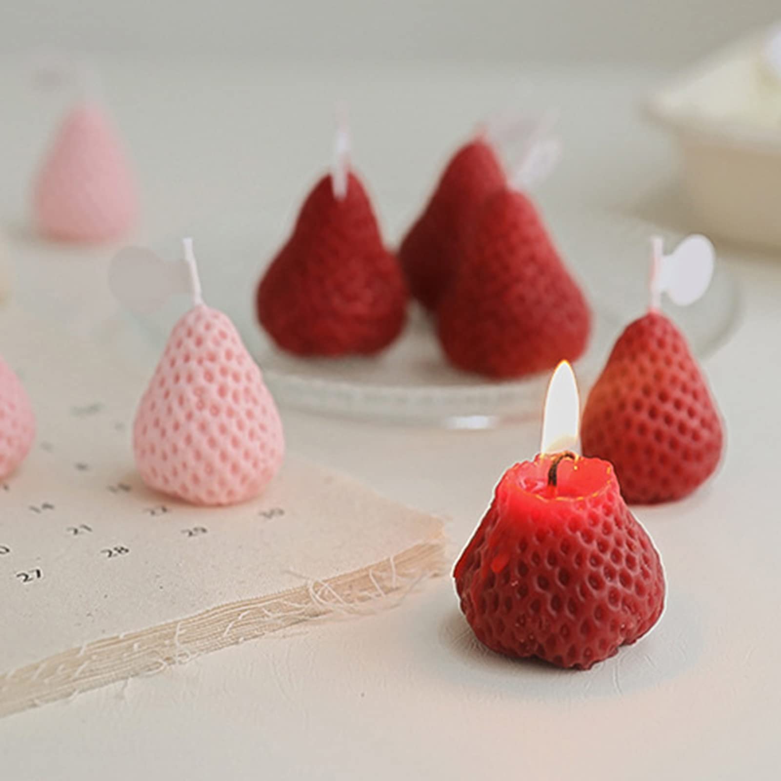 Strawberry Shaped Aromatherapy Scented Candle - Natural Air Freshener, Odor Eliminator, Perfect Gift for Women, Mothers Day, Birthday, Home Decor - Ideal for Relaxation, Spa, Bedroom & Living Room Ambiance