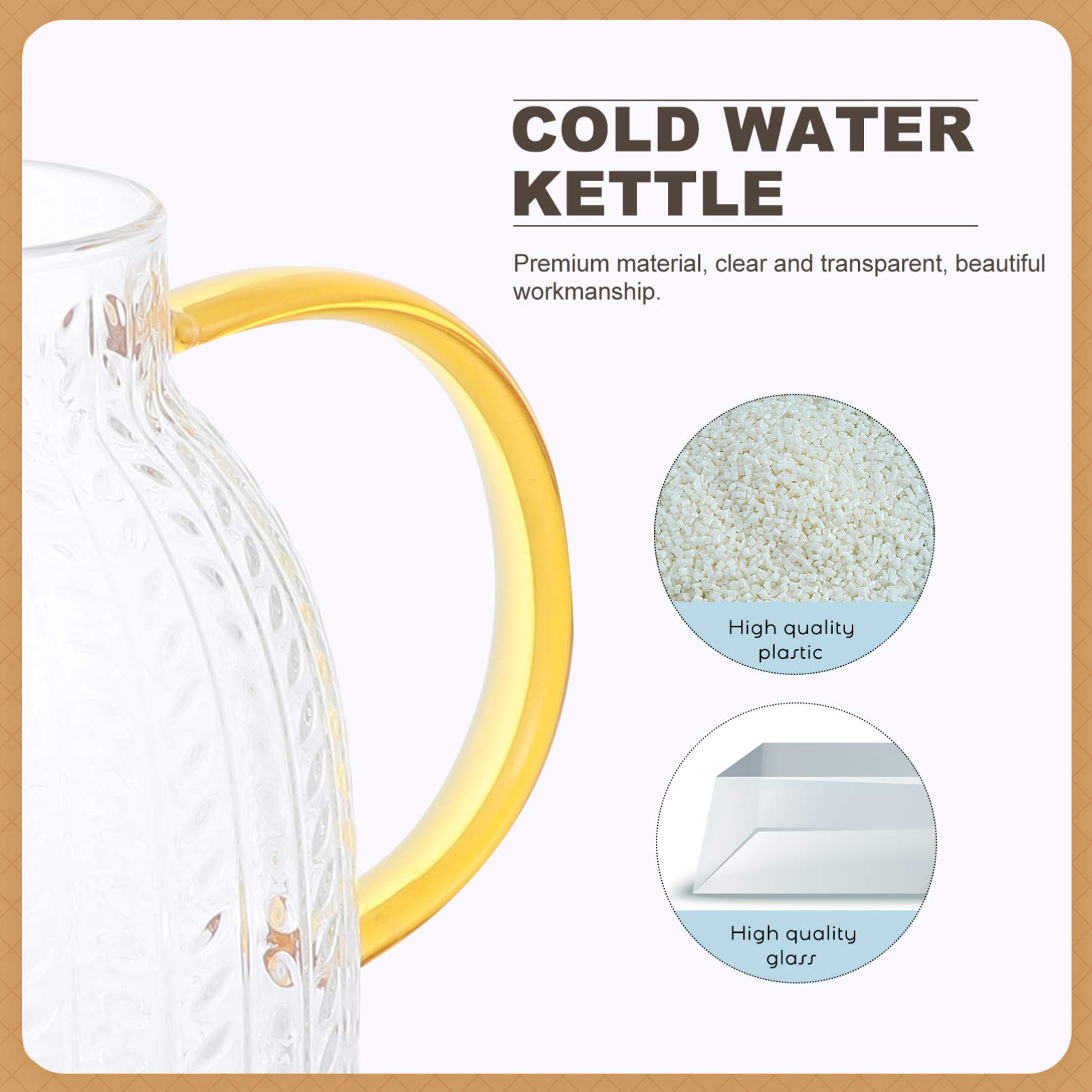 Premium Glass Cold Water Jug - 2L Large Capacity, BPA-Free, Fashionable & Durable Glass Pitcher for Iced Tea, Lemon Water & Infused Drinks - Perfect for Refrigerator, Parties & Outdoor Picnics