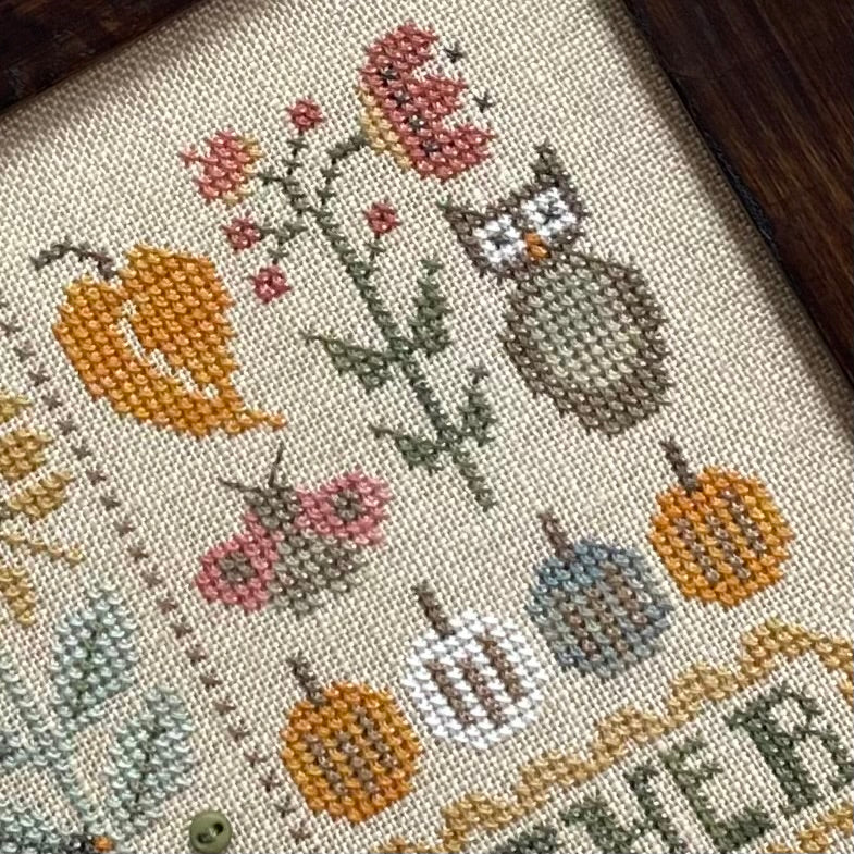 Autumn Doodles Cross Stitch Pattern PDF Download - Fall Leaves & Pumpkin Embroidery Design for DIY Home Decor, Scrapbooking & Seasonal Craft Projects