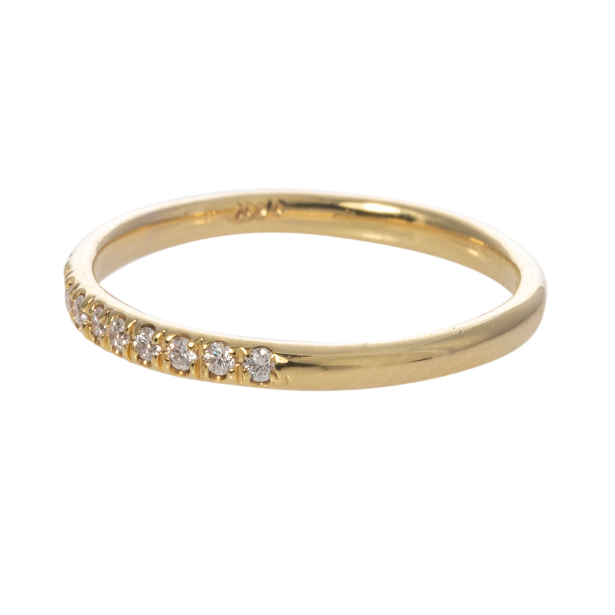 14K Yellow Gold Diamond Pavé Halfway Band Ring for Women - Elegant Wedding, Engagement, or Anniversary Jewelry Gift