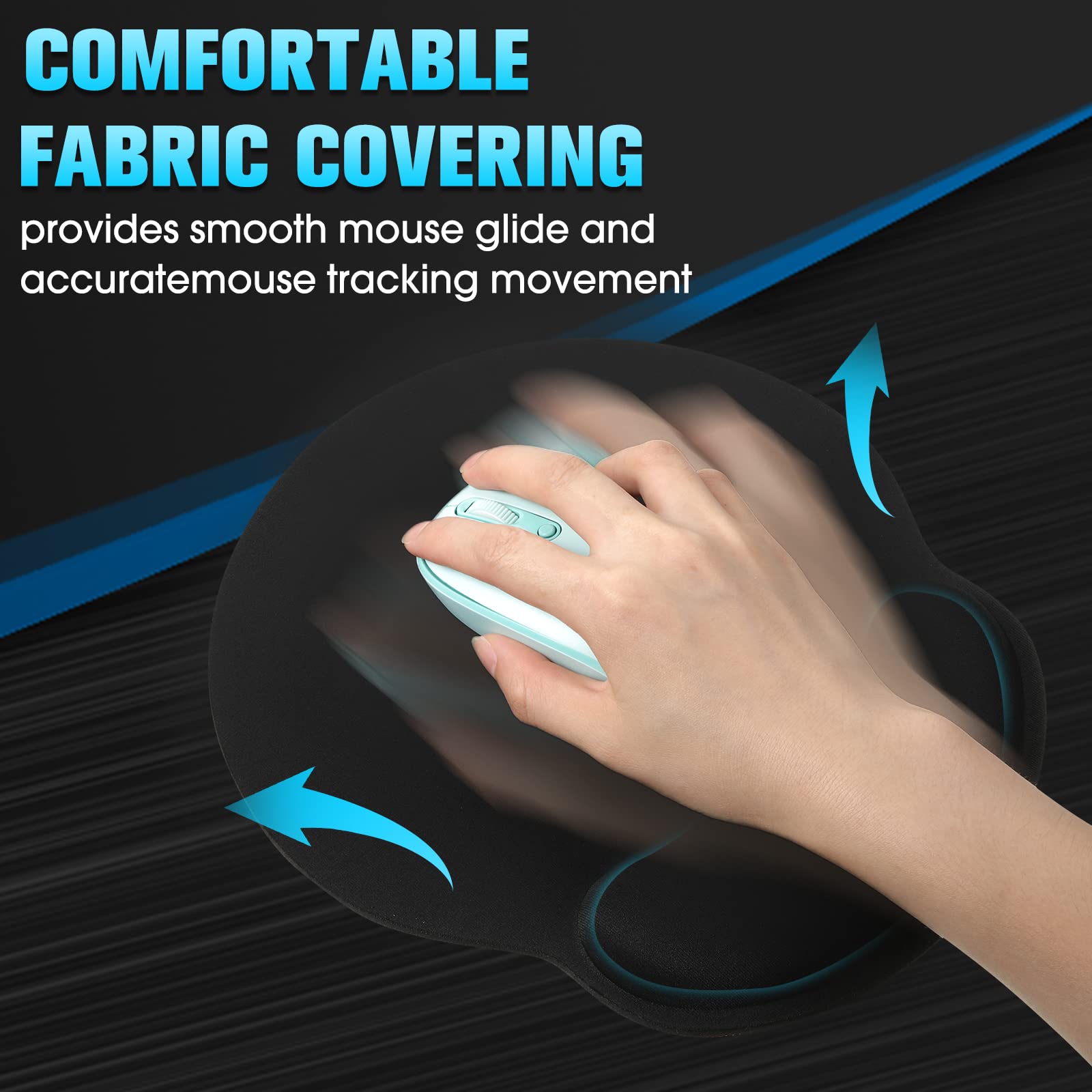 **Yunsailing 8-Pack Ergonomic Mouse Pad with Wrist Rest – Gel Memory Foam for Pain Relief – Comfortable Computer & Laptop Mouse Pad for Office, Gaming, and Home Use (Solid Black)**