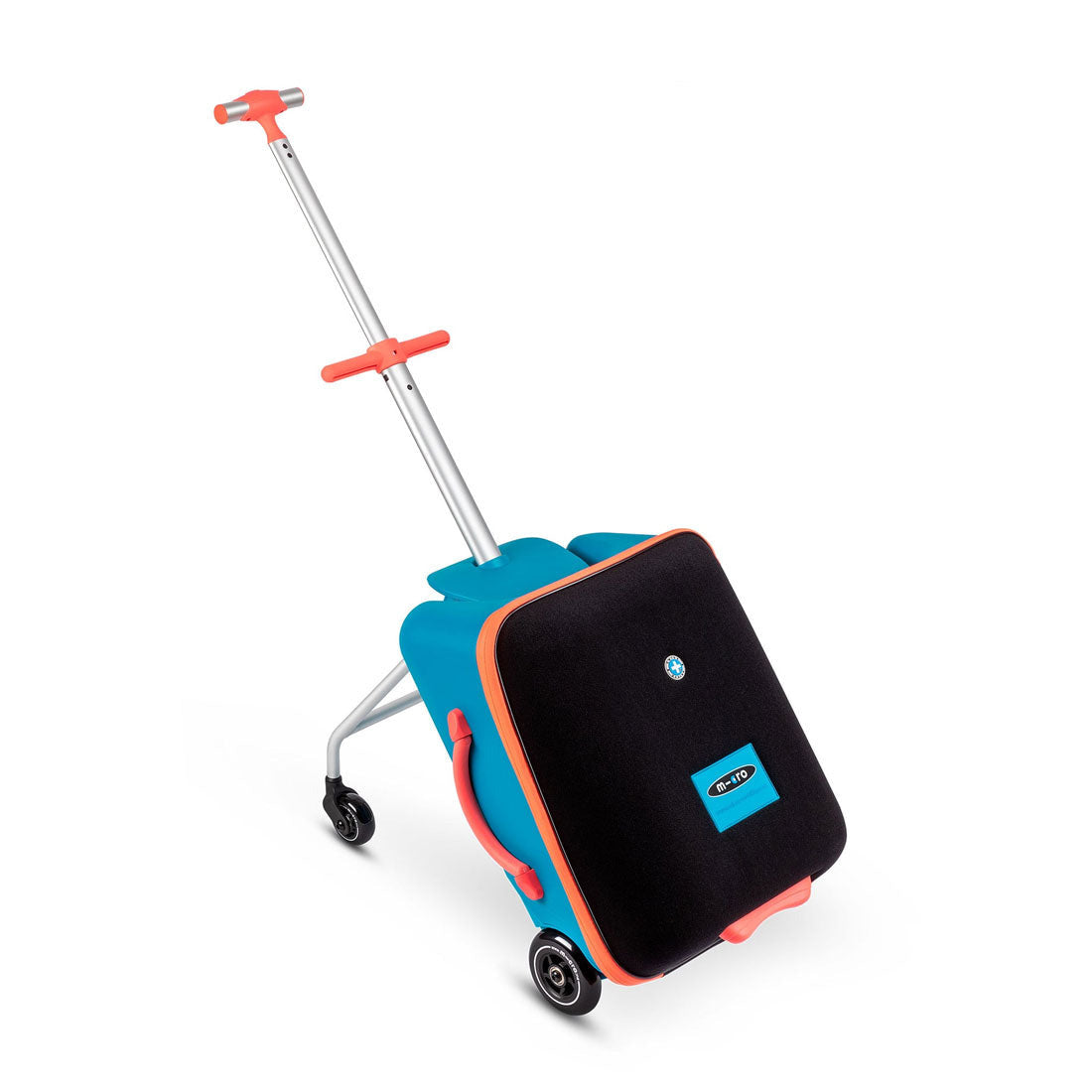 Micro Ride On Luggage for Kids - Lightweight Carry-On Suitcase with Wheels, Ocean Blue - Perfect for Air Travel, Family Vacations & School Trips