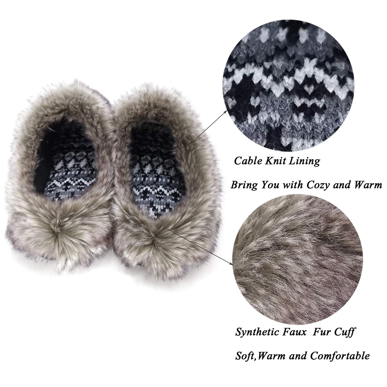 ofoot Women's Warm Faux Suede Moccasin Slippers with Memory Foam & Non-Slip Rubber Sole - Cozy Fur-Lined House Shoes for Indoor/Outdoor Wear - Perfect for Winter Lounging, Home Comfort & Quick Errands