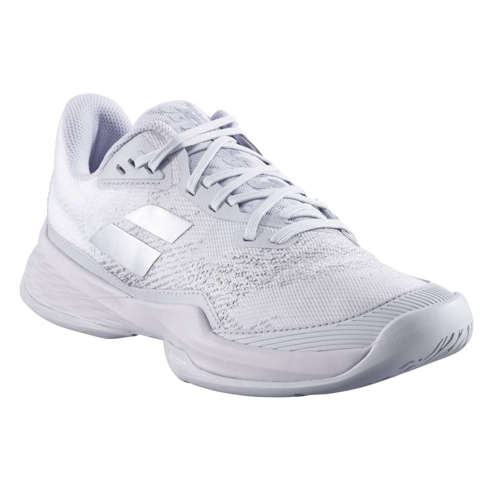Babolat Jet Mach 3 AC Women's Tennis Shoes - White & Grey | Lightweight Performance Court Shoes for Women | Perfect for Competitive Matches & Training Sessions