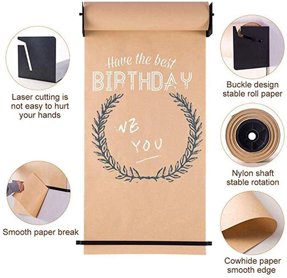XBSXP Oversized Wall-Mounted Paper Roll Dispenser with Kraft Paper & Retainer - 60cm Wide for Office Supplies, Kids Room Decor, Creative Poster Making & DIY Projects