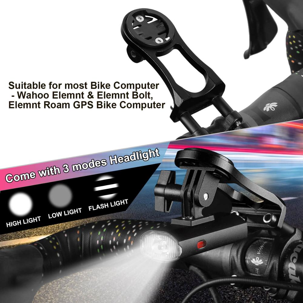 Rechargeable 300LM Waterproof Bike Light with GoPro Mount & Garmin/Bryton Computer Compatibility - USB Charging Cycling Flashlight for Night Riding, Commuting & Mountain Biking