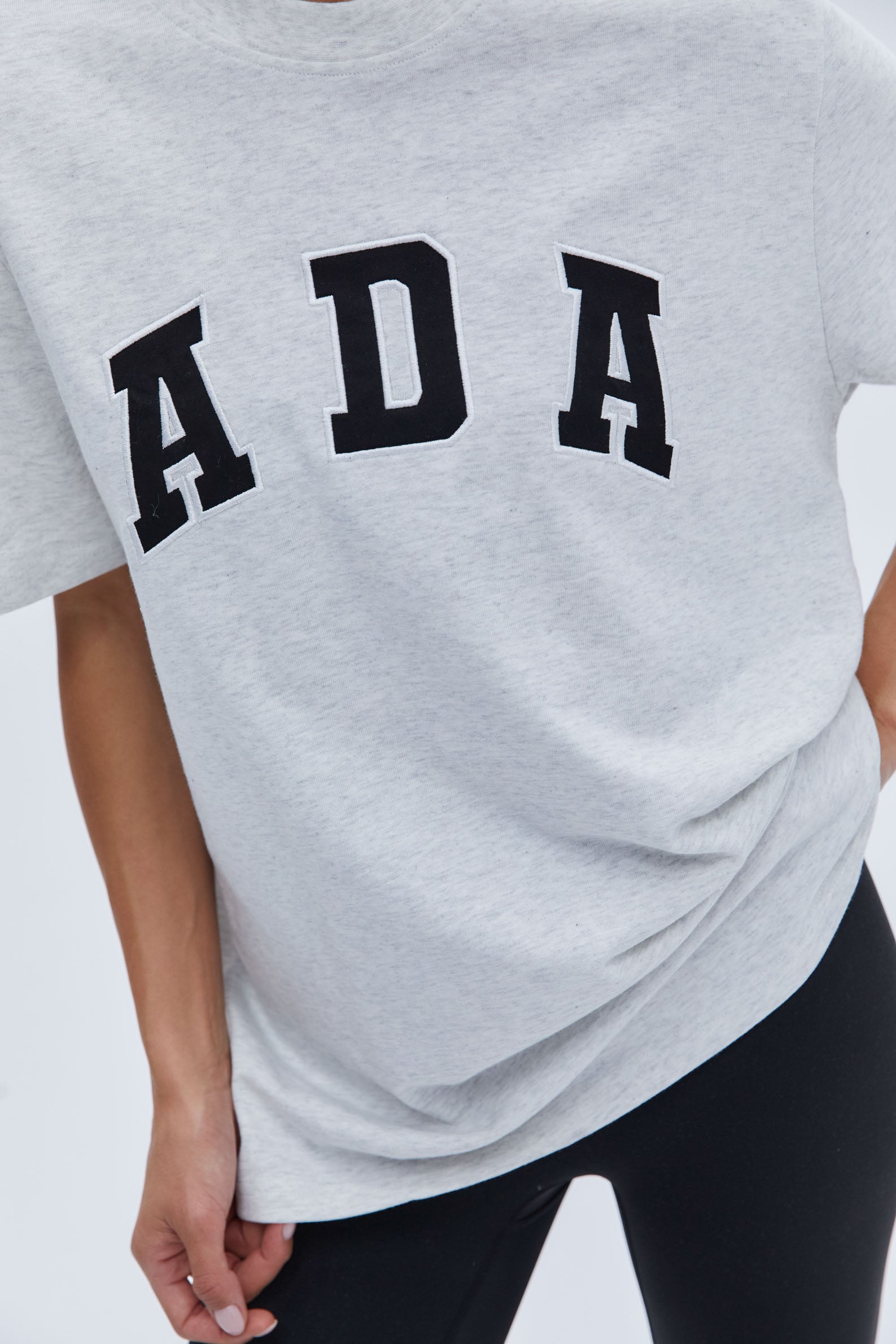ADA Oversized Short Sleeve T-Shirt - Light Grey Melange | Comfortable Casual Wear for Women | Perfect for Everyday Outfits, Lounge & Street Style