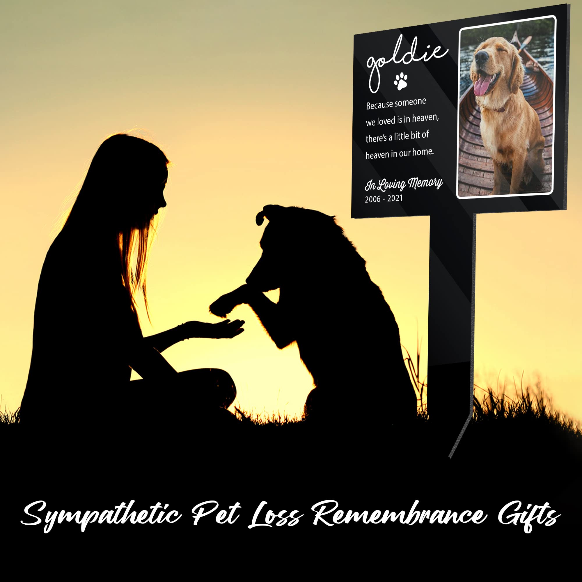 Personalized Dog Memorial Plaque - Garden Pet Grave Marker with Photo & Quote for Pet Loss Gifts