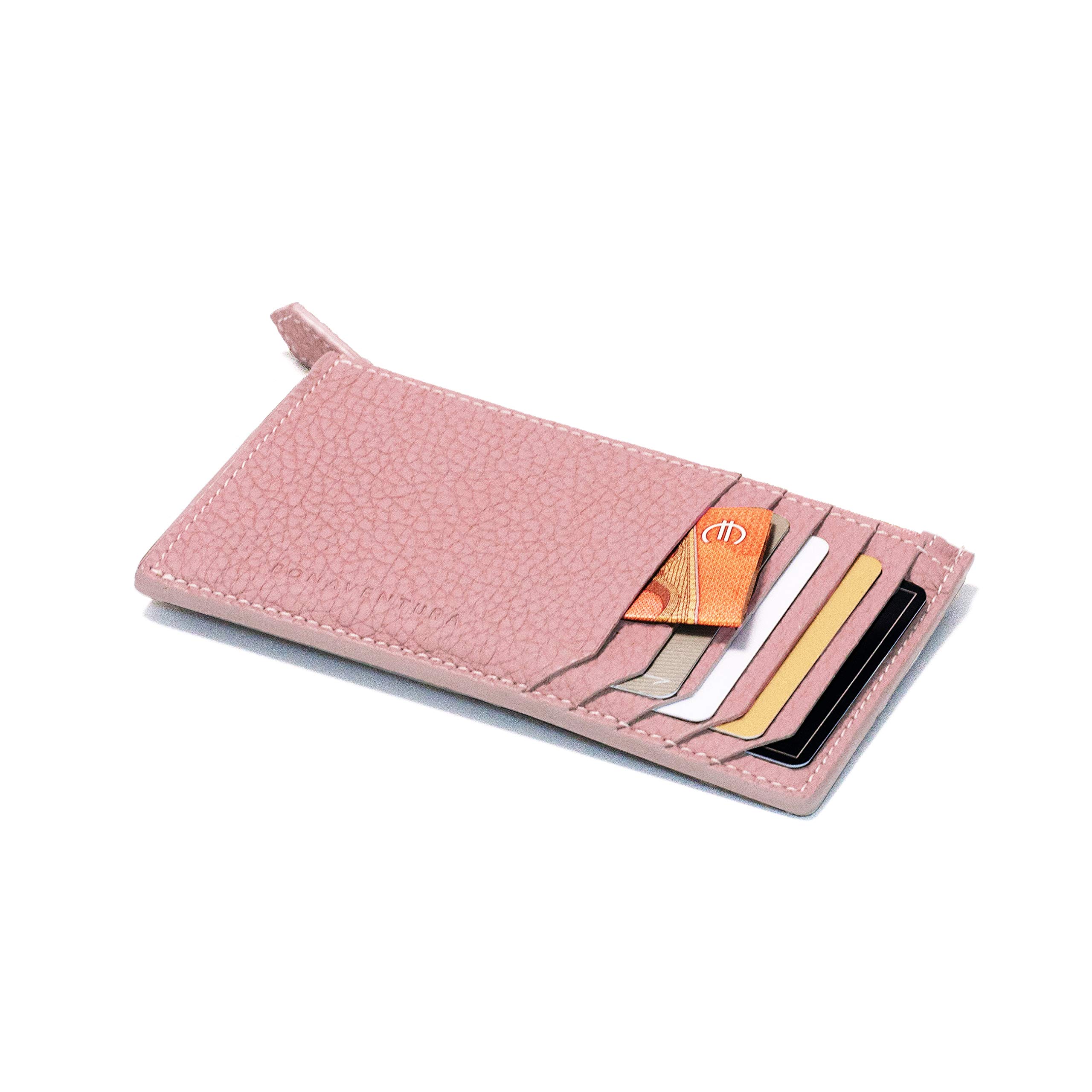 BONAVENTURA Mini Zip Card Holder Wallet with Gusset - Slim RFID Blocking Leather Wallet for Men & Women - Perfect for Travel, Business, and Everyday Use