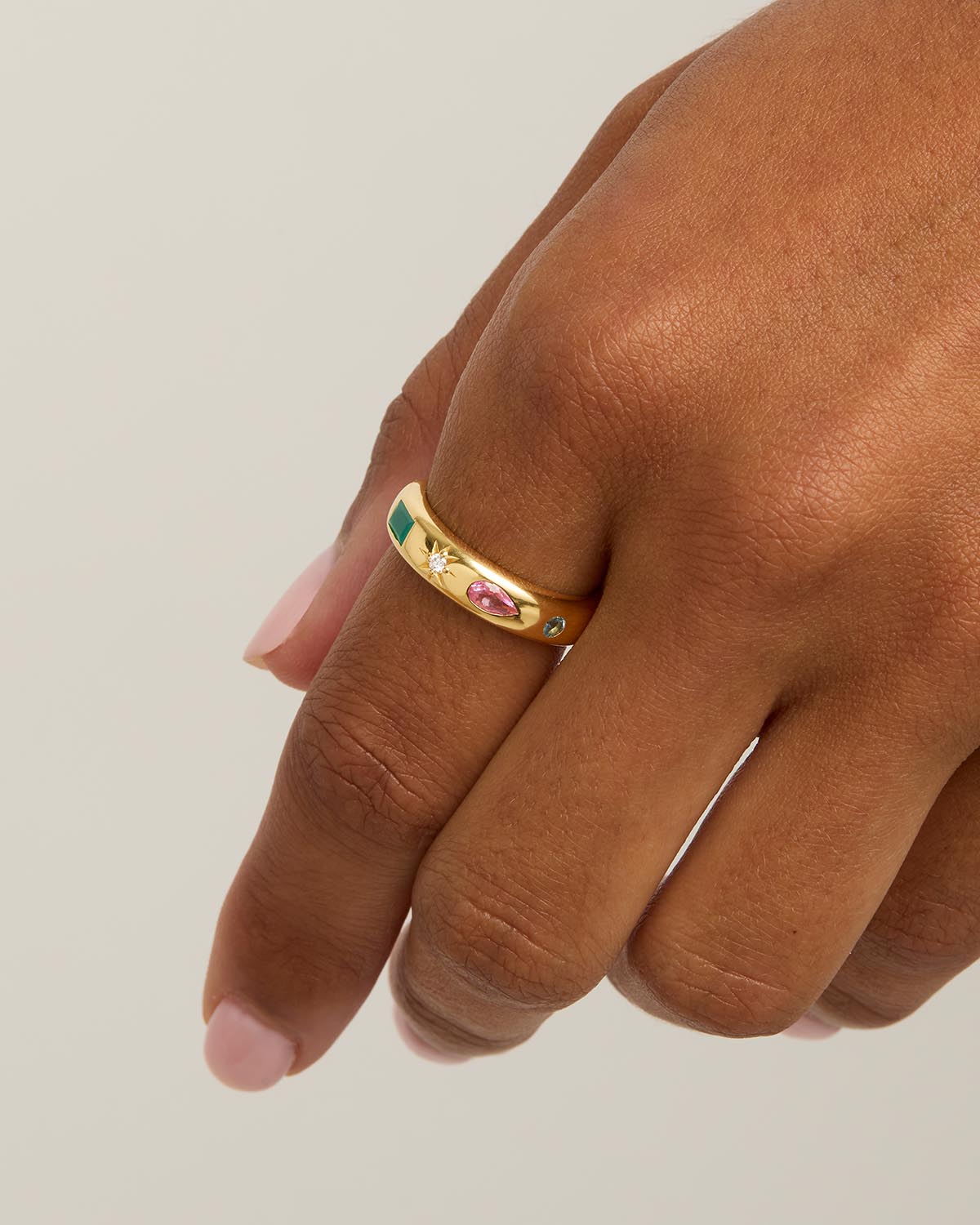18K Gold Vermeil Connect to the Universe Ring - Zodiac Sign Jewelry for Women, Dainty Stackable Ring for Spiritual Healing & Positive Energy - Perfect for Meditation, Yoga & Boho Fashion
