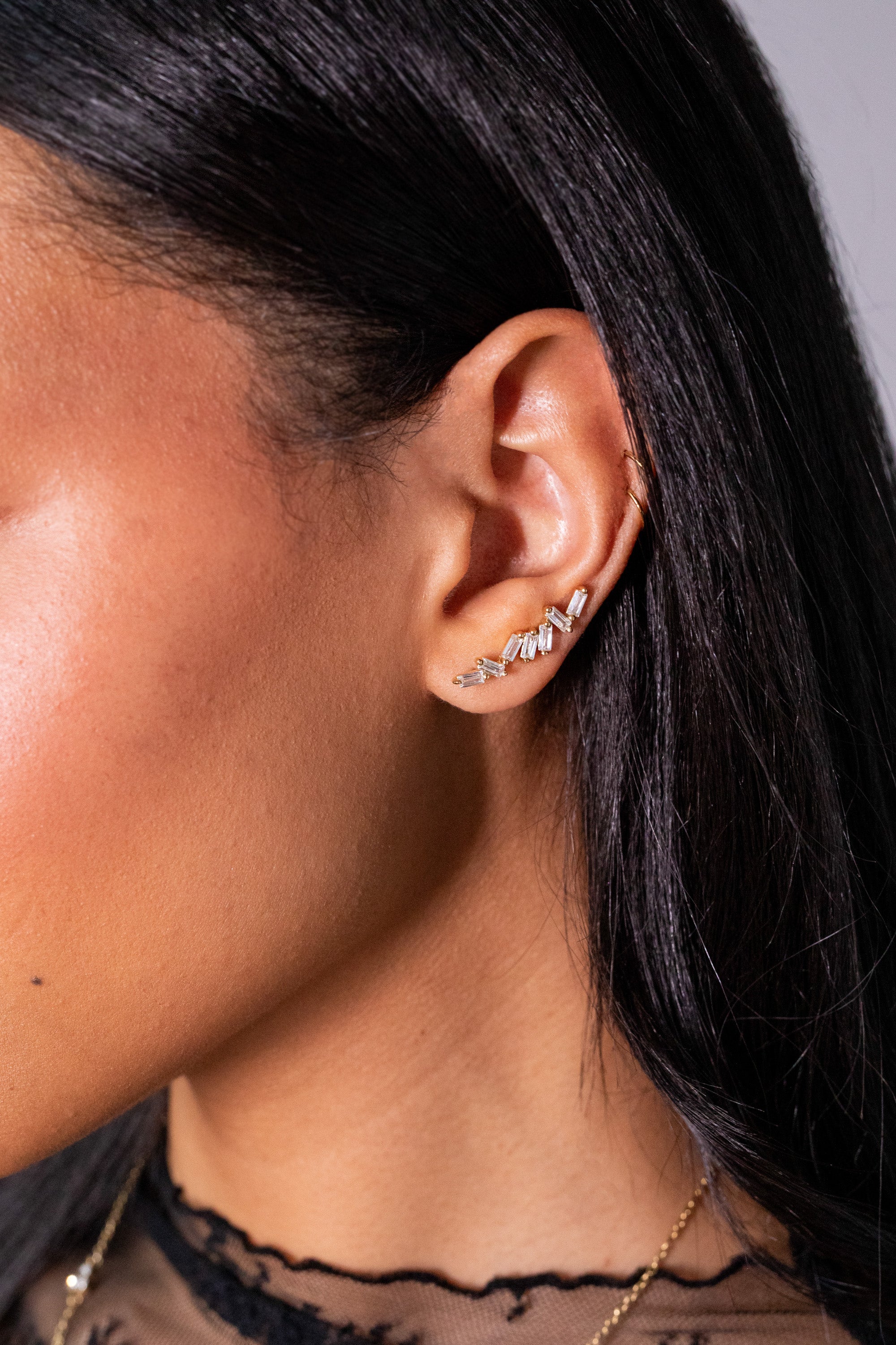 Sparkling Crystal Baguette Crawler Earrings for Women - Elegant Dangle Earrings for Parties, Weddings & Special Occasions