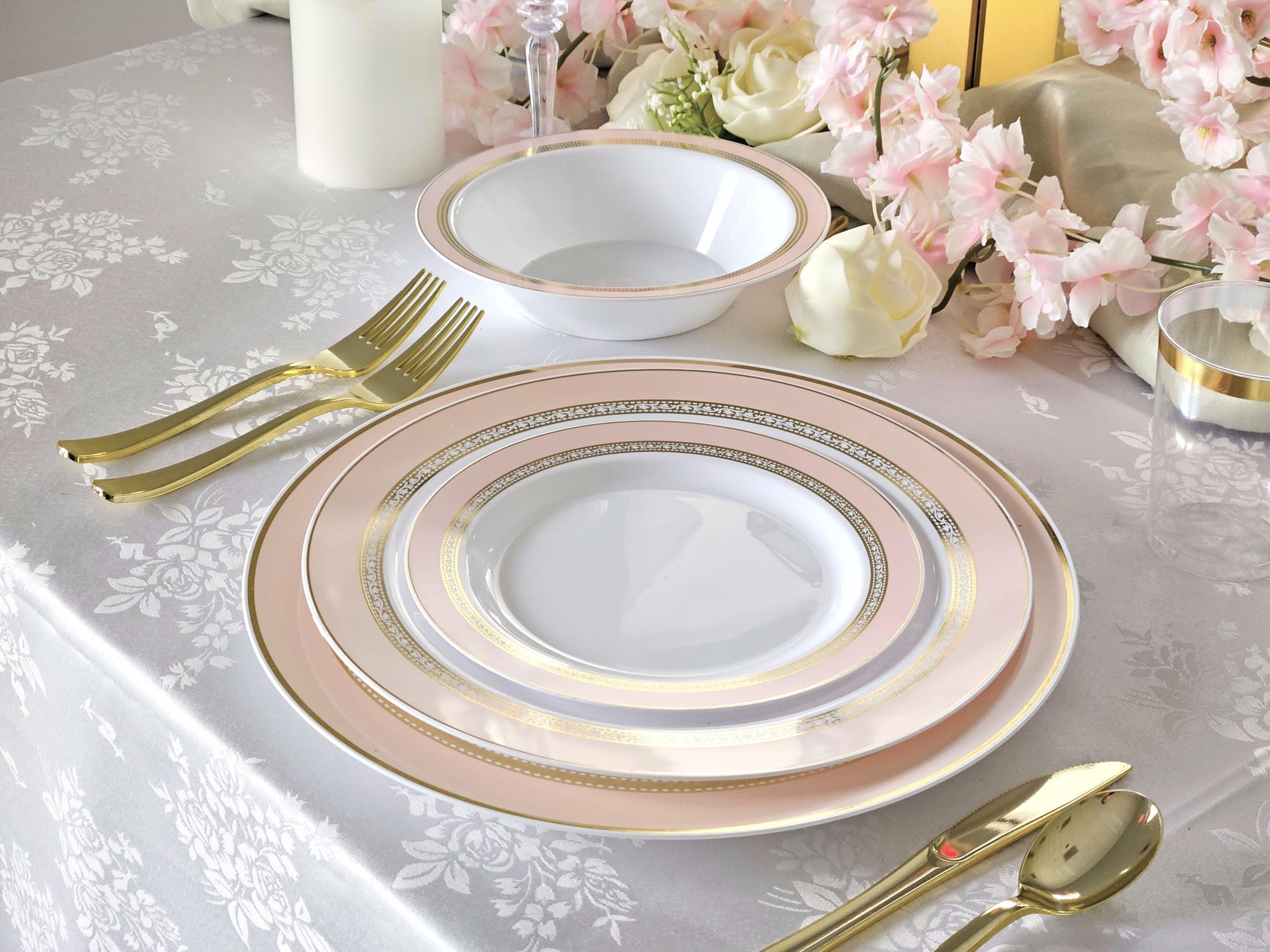 Premium 240-Piece Heavyweight Disposable Plastic Plates Set - 120 x 10.5