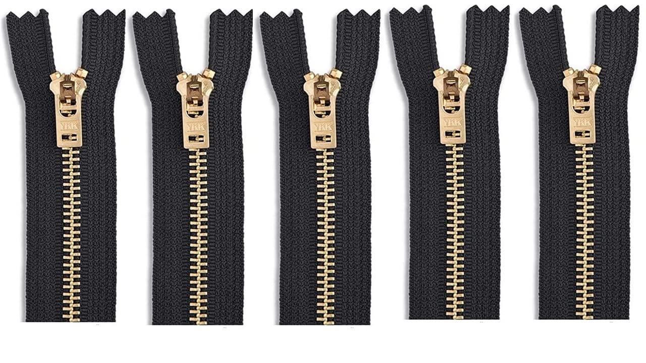#5 Brass Jeans Zippers Black YKK Medium Weight - 11