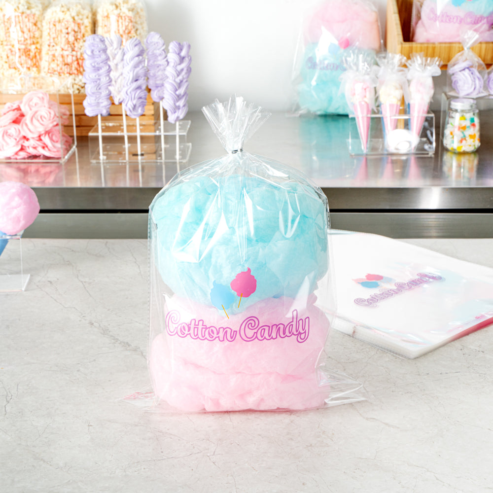 Clear Plastic Cotton Candy Bags 12x18 Inches - 100 Count Box | Bulk Packaging for Candy, Concessions & Party Favors