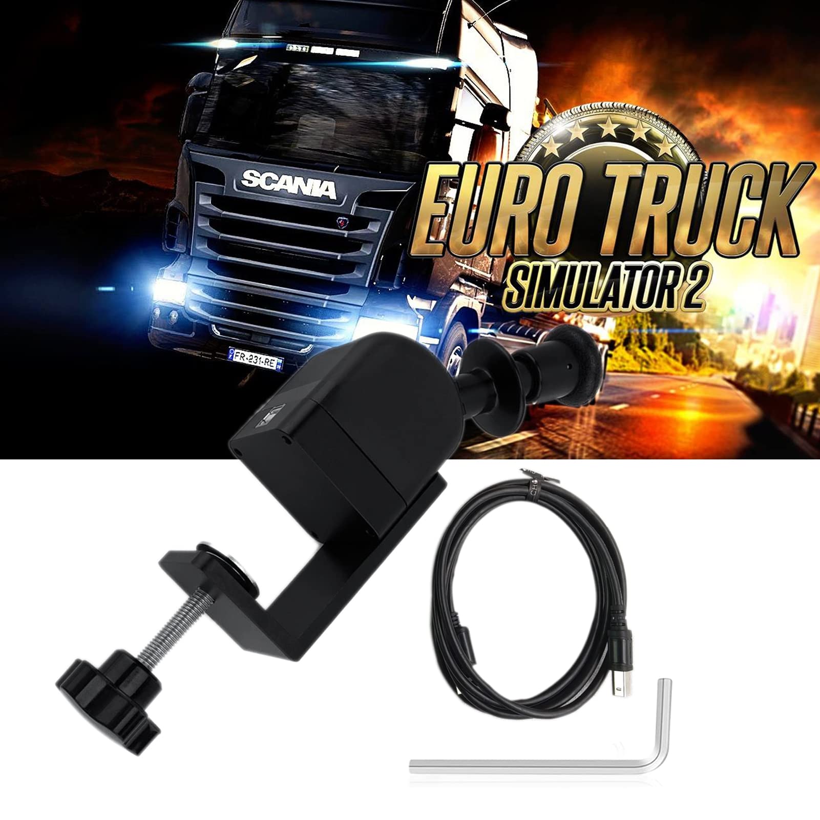 Obokidly USB Sim Racing Hand Brake - PC Truck Handbrake for ETS2 Euro Truck Simulator 2 | Compatible with Logitech G27/G29/G920/G923 & Thrustmaster T300RS/GT | Perfect for Drifting, Rally & Sim Racing Games | Durable Clamp Design for Realistic Driving Experience