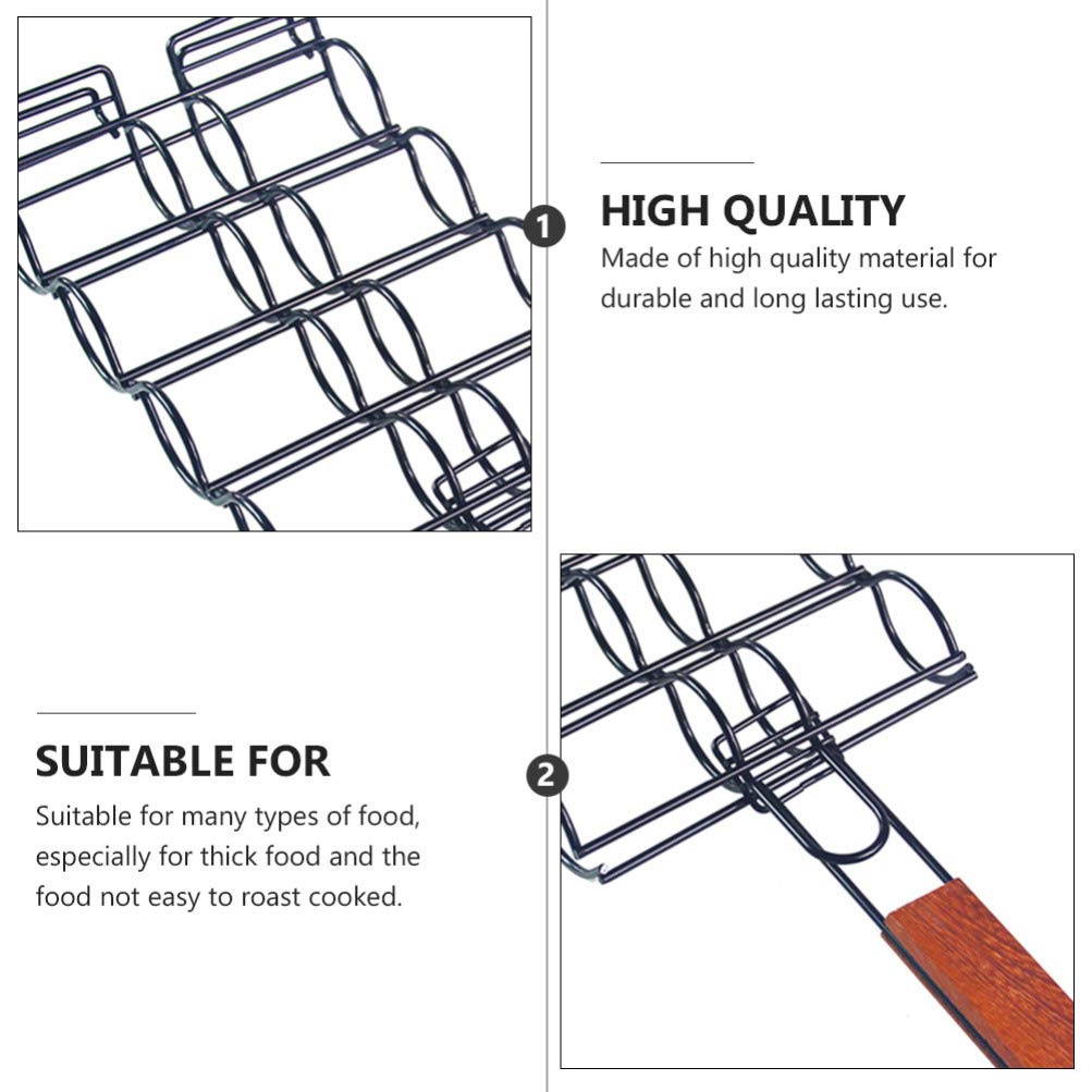 BESPORTBLE Stainless Steel Grill Basket - Corn BBQ Holder with Non-Stick Coating & Long Wooden Handle - Perfect for Home Kitchen, Outdoor Barbecue, Camping, and Backyard Party Accessories