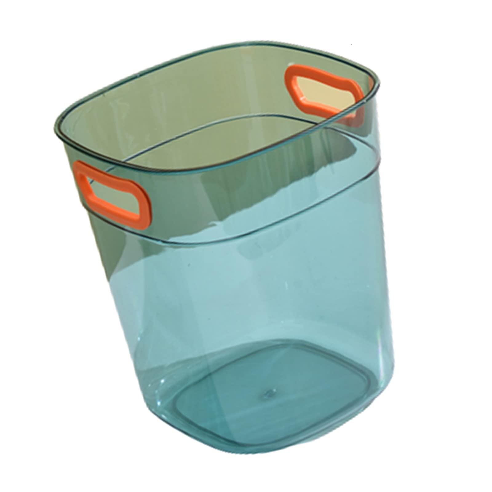 Clear Plastic Round Trash Can - 6L Small Waste Basket with Handles for Bathroom, Kitchen, Office & Home Use | Durable Garbage Bin for Daily Waste Disposal (Blue, Large Size) - Perfect for Under Sink, Bedroom, Dorm & Workspace Organization