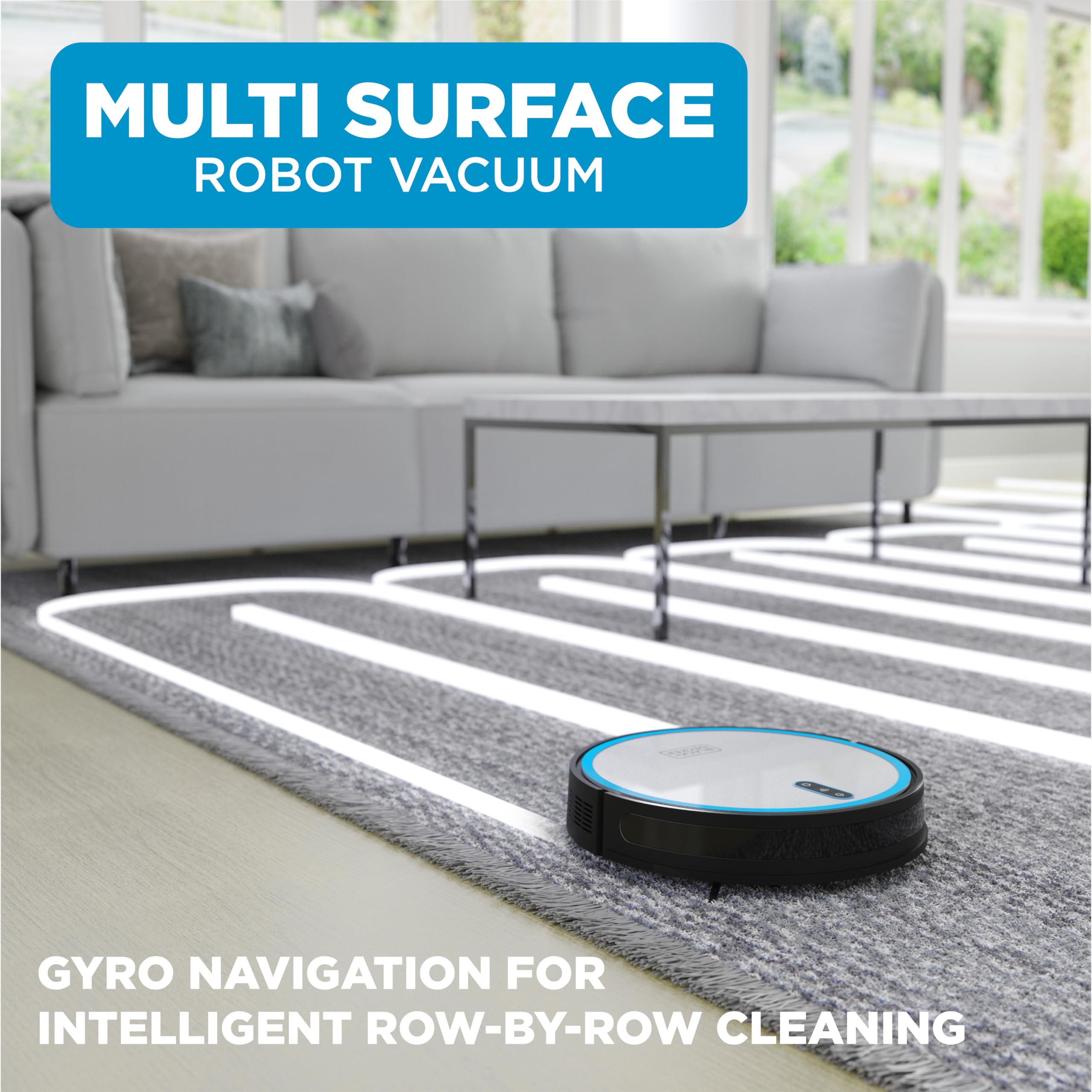 BLACK+DECKER RoboSeries Robot Vacuum Cleaner - 2000Pa Strong Suction, Smart Mapping Navigation, WiFi/App & Remote Control, 120 Min Runtime, Auto Self-Charging, Alexa Compatible, Ideal for Hardwood Floors, Carpets, Pet Hair Removal - Perfect for Daily Home Cleaning & Pet Owners