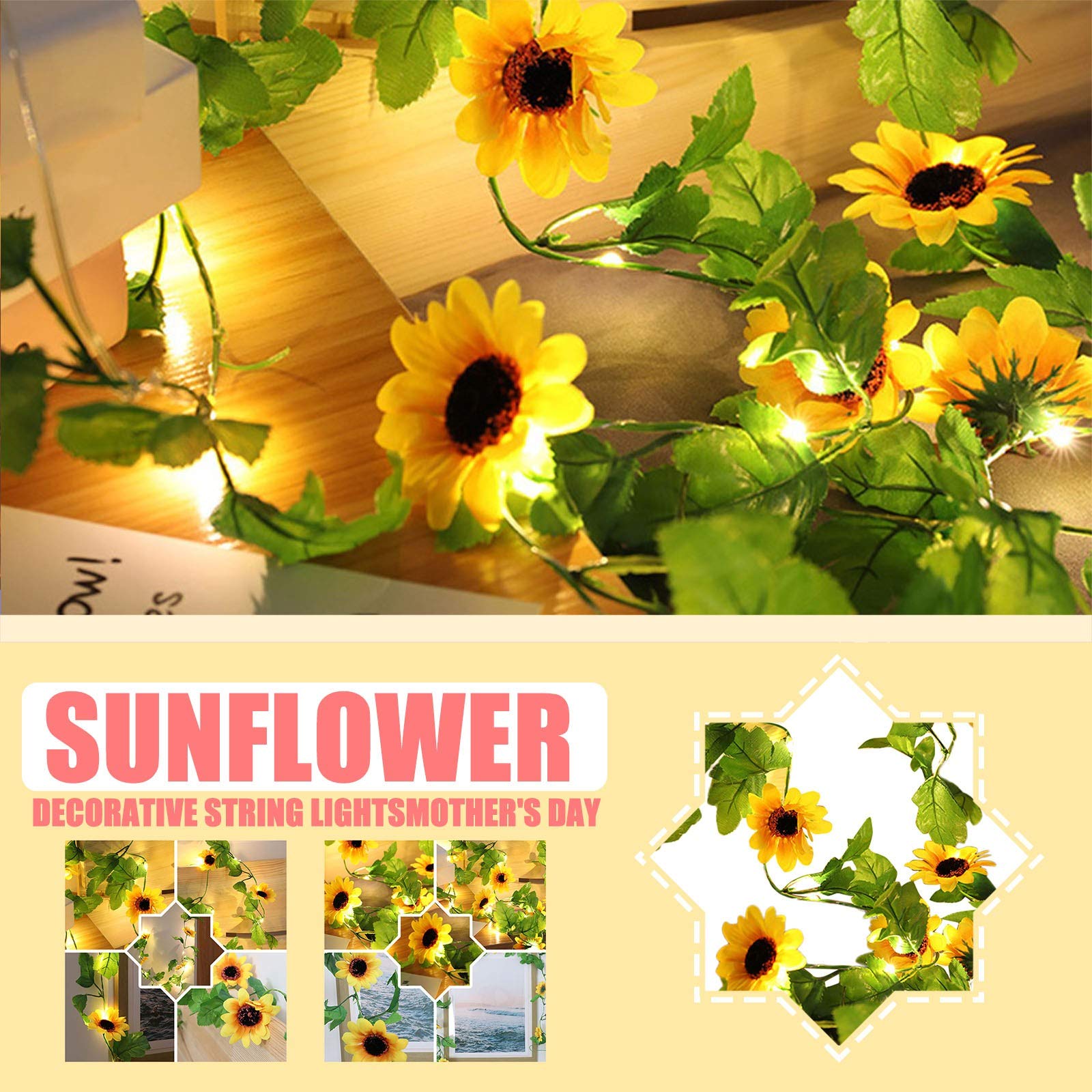 Guolarizi 20 LED Flower Lights - Yellow for Home & Garden Decor