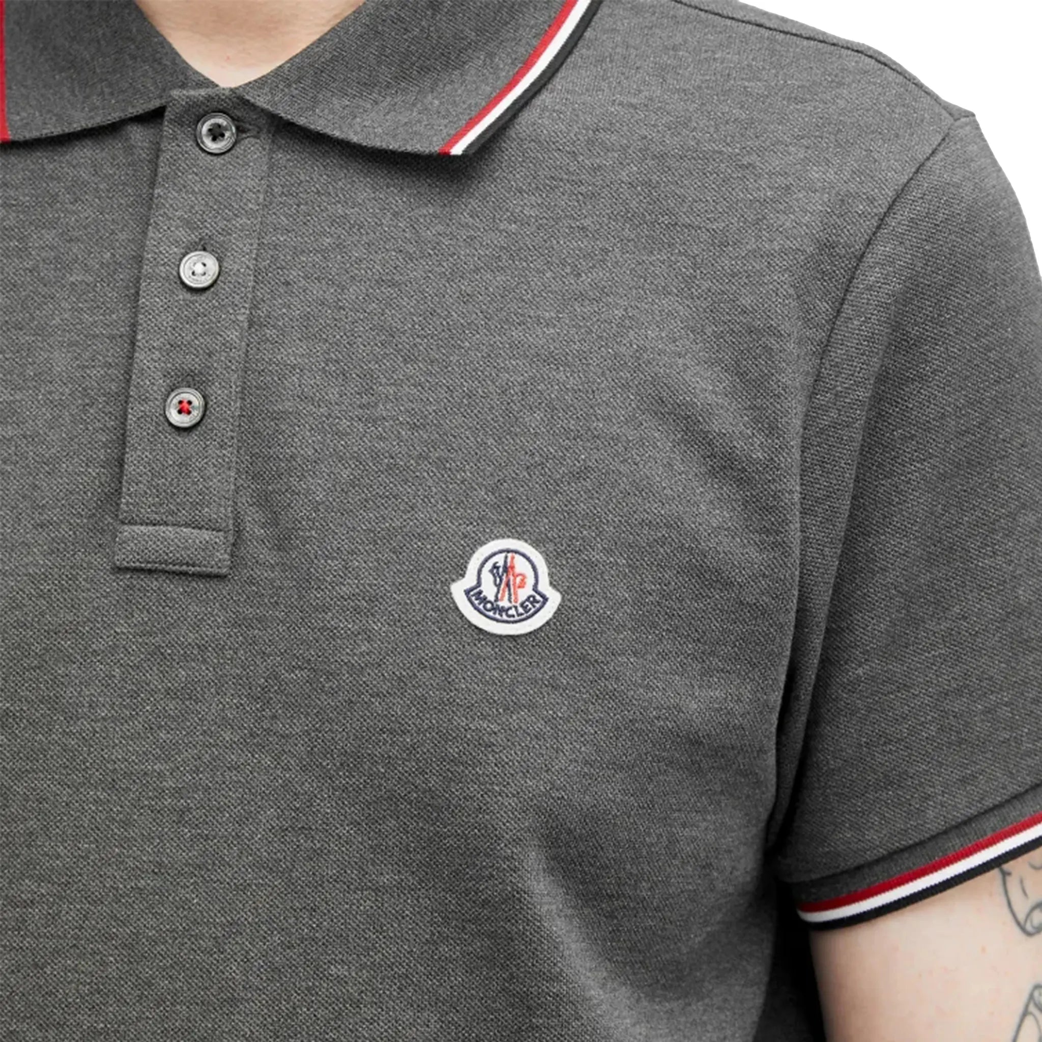 Moncler Men's Dark Grey Polo Shirt - Premium Cotton Short Sleeve Casual Shirt for Business & Weekend Wear