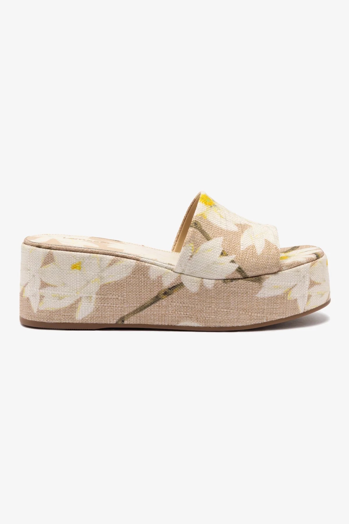 Alex Women's Beige Printed Raffia Flatform Mule Sandals - Comfortable Summer Slides for Beach, Pool, and Casual Outings