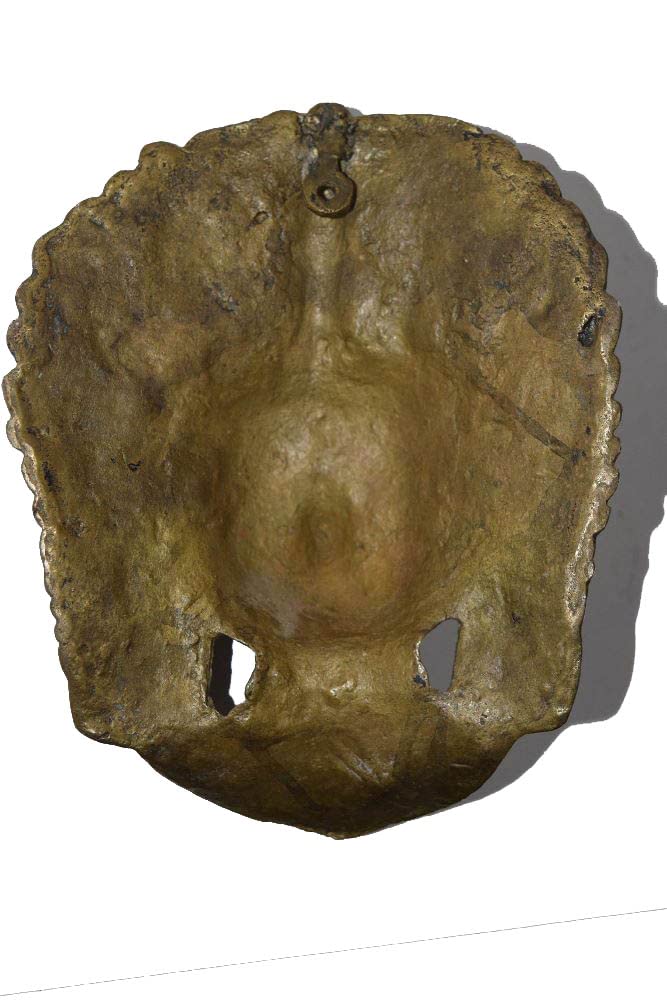 Antique Brass Bhairav Face Wall Hanging - Tibetan Buddhist Mahakal Wall Decor - Rare Collectible Room Protector Mask for Home & Office Spiritual Decor
