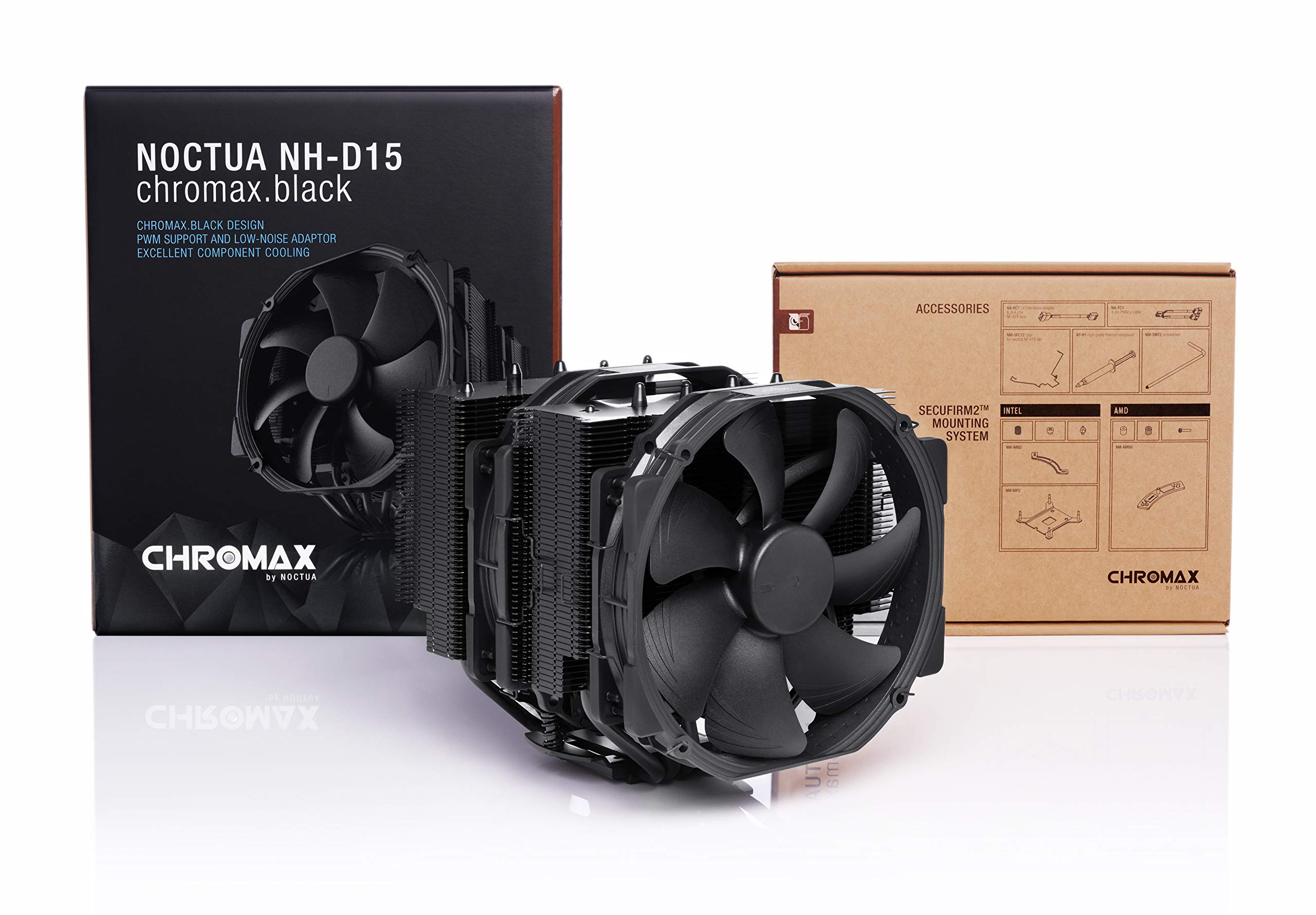 Noctua NH-D15 chromax.Black Premium CPU Cooler with NA-HC3 Heatsink Covers - High Performance Air Cooling for Gaming PCs, Workstations, and Silent Builds