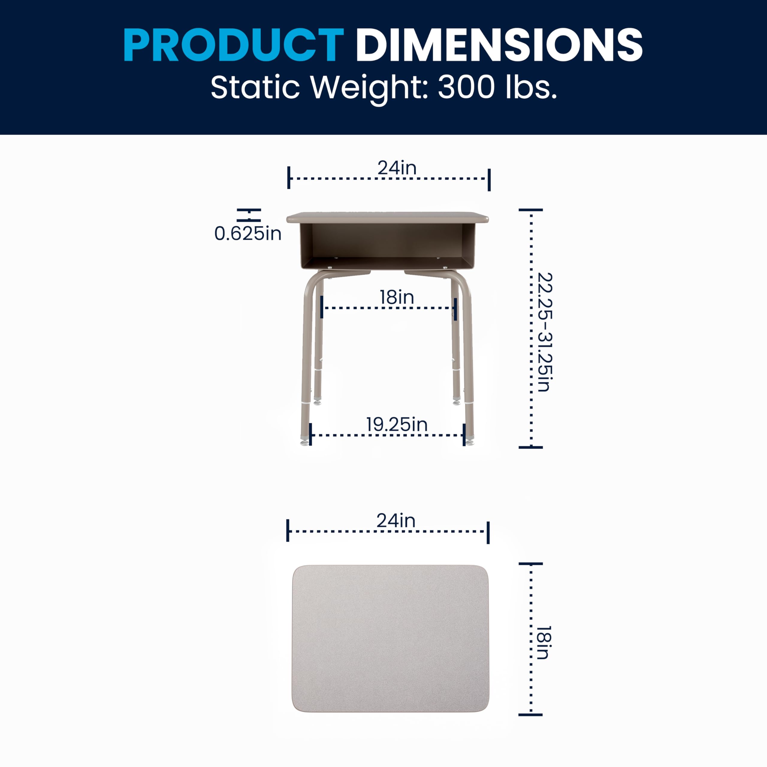 Adjustable Height Student Desk - 24