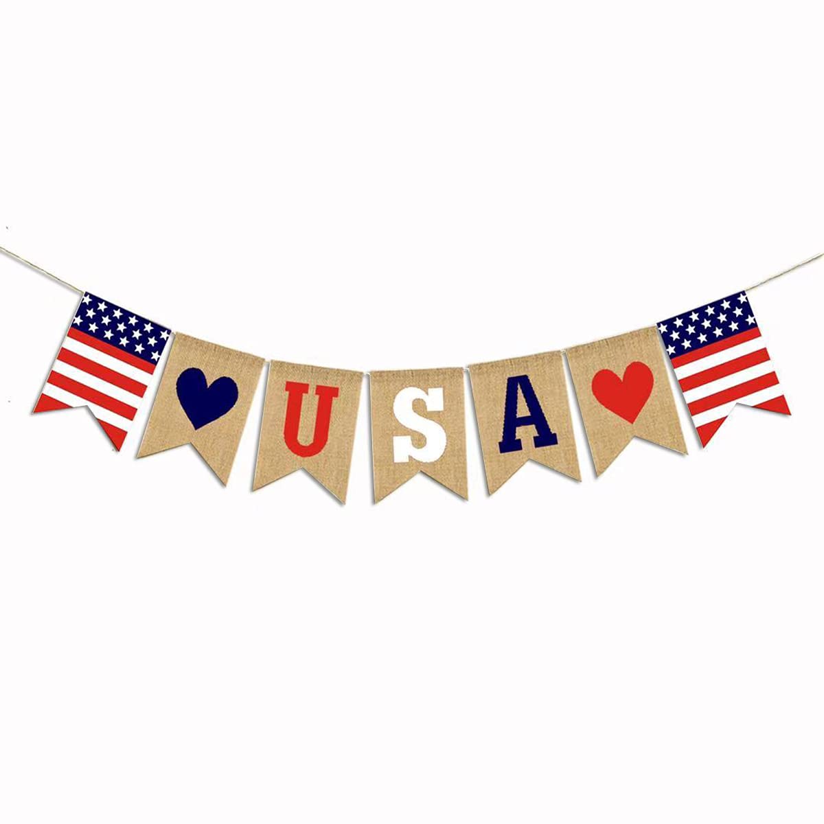 USA Patriotic Banner - 4th of July Decorations, Memorial Day Garland, Independence Day Party Supplies for Home & Outdoor Celebrations - Perfect for Backyard BBQs, Parades & Patriotic Holidays
