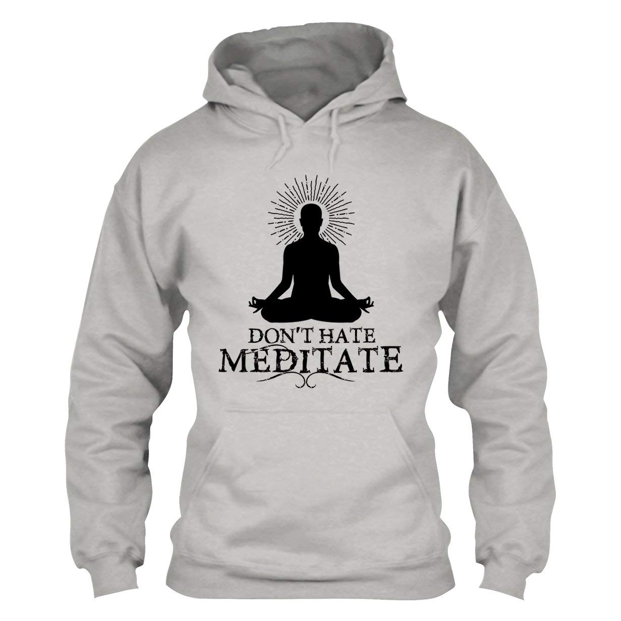 EZARO Yoga Hoodie - Don't Hate Meditate Long Sleeve Sweatshirt for Women & Men | Comfortable Workout Clothes for Yoga, Gym, and Relaxation at Home