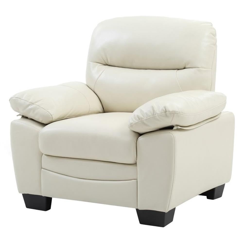 Glory Furniture Marta Faux Leather Chair in Pearl White - Modern PU Leather Dining Chair with Metal Legs for Kitchen, Dining Room & Office