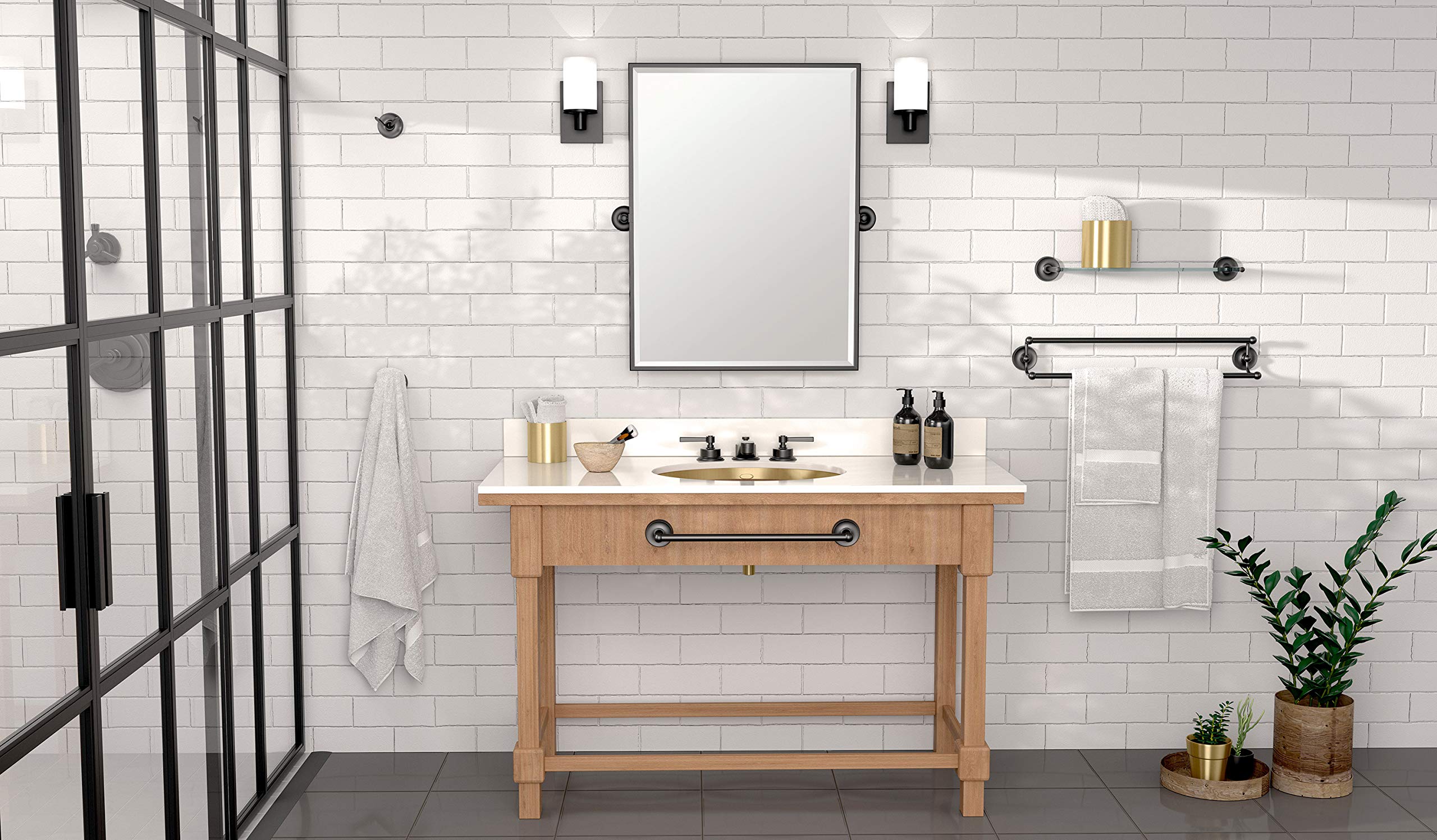 Gatco 5370MX Designer II Euro Toilet Paper Holder - Matte Black Wall Mount Bathroom Tissue Dispenser | Modern Bathroom Accessory for Home & Hotel Decor