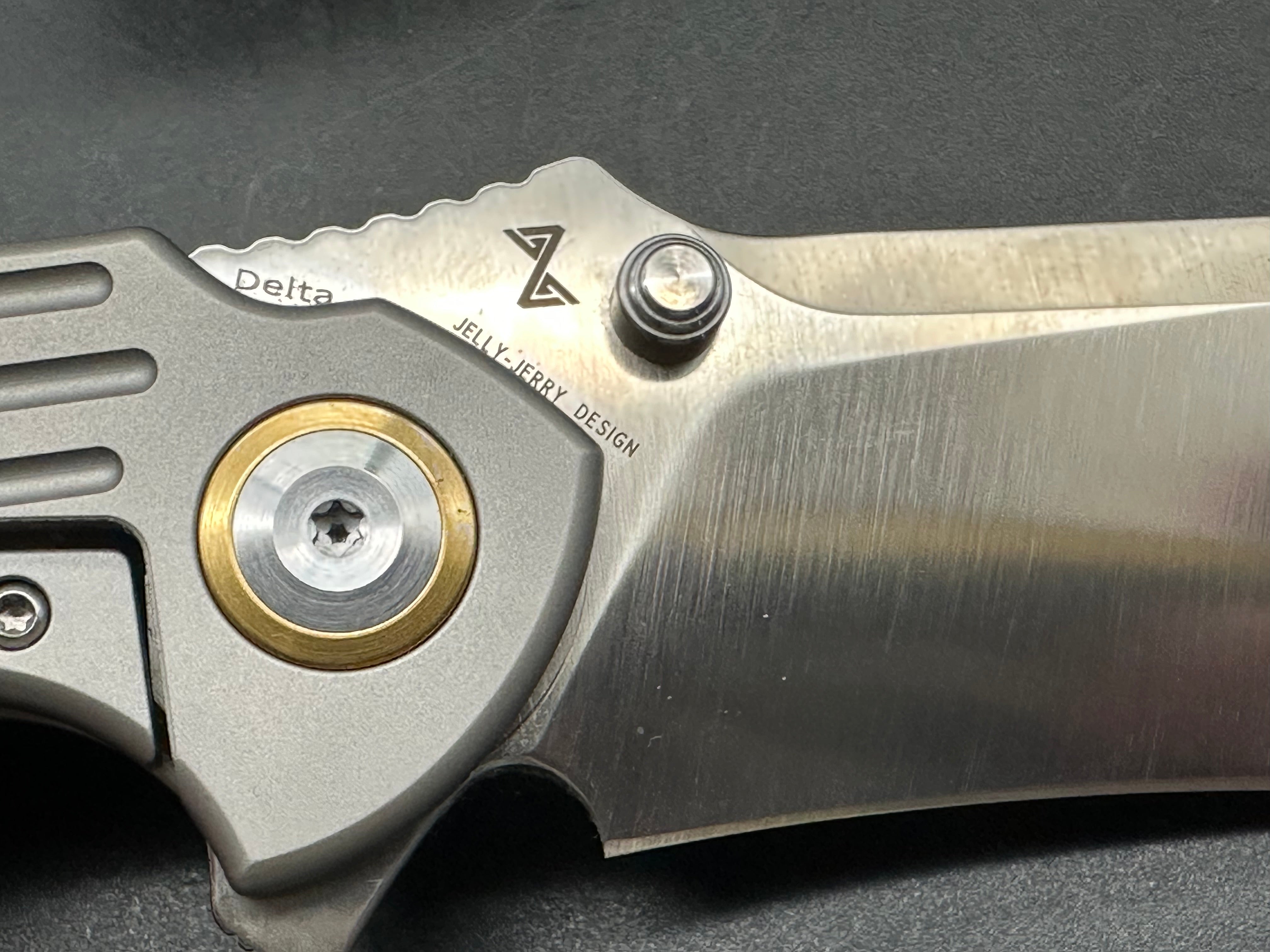 Kansept & Jelly Jerry Delta Silver Titanium Frame Knife - Premium EDC Folding Pocket Knife for Outdoor Camping, Hiking & Everyday Carry