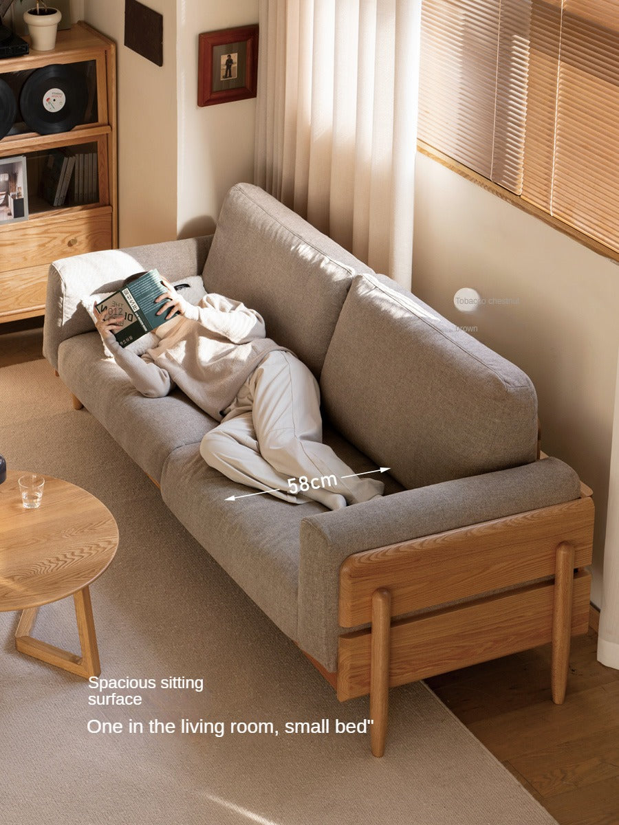 Solid Oak Wood Sofa - Modern High Back Design for Living Room, Lounge & Office - Durable & Stylish Furniture for Home Decor