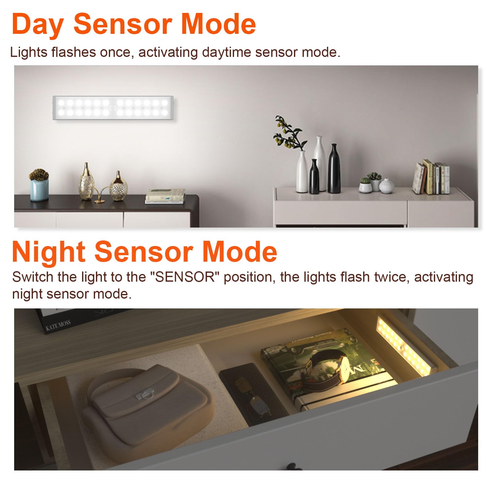 Diomart Rechargeable Under Cabinet Lights with Motion Sensor - 58 LED Wireless Night Lights for Kitchen, Wardrobe, Hallway & Stairs - Remote Control Included (6 Pack) - Perfect for Dark Spaces, Closets & Home Safety Lighting